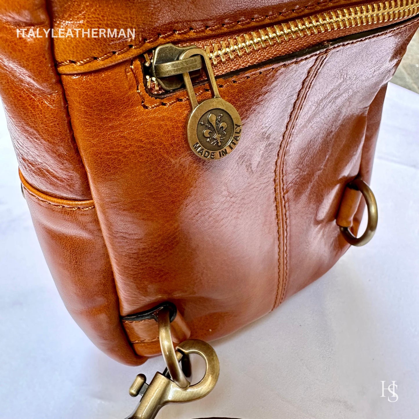 Italian Handmade Leather Sling Bag for Unisex Made In Italy from Florence | Waist Bag