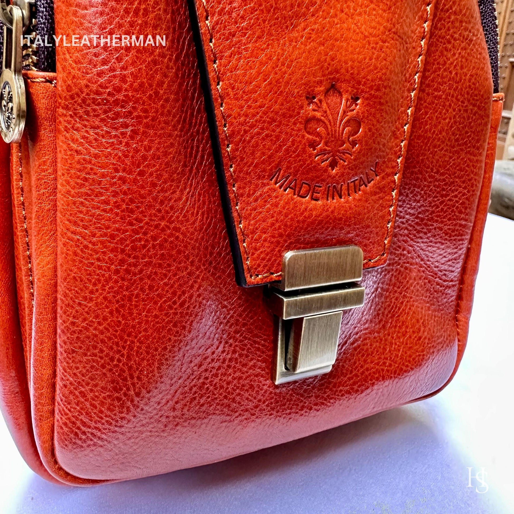 Italian Handmade Leather Sling Bag for Unisex Made In Italy from Florence | Waist Bag,gifts for him