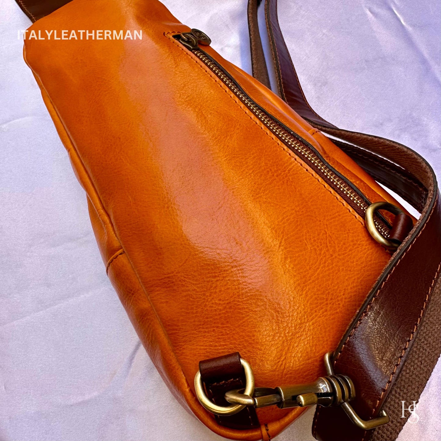 Italian Handmade Leather Sling Bags for Unisex, Crafted in Florence - Versatile Waist Bag and Leather Fanny Pack
