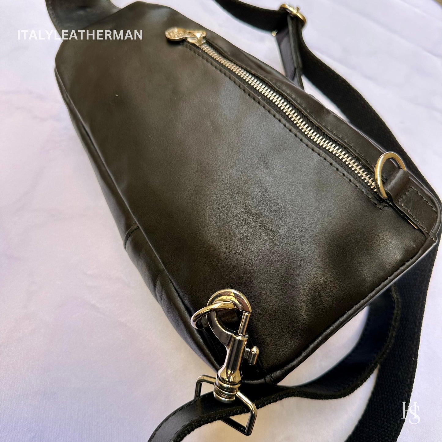 Italian Handmade Leather Sling Bags for Unisex, Crafted in Florence - Versatile Waist Bag and Leather Fanny Pack