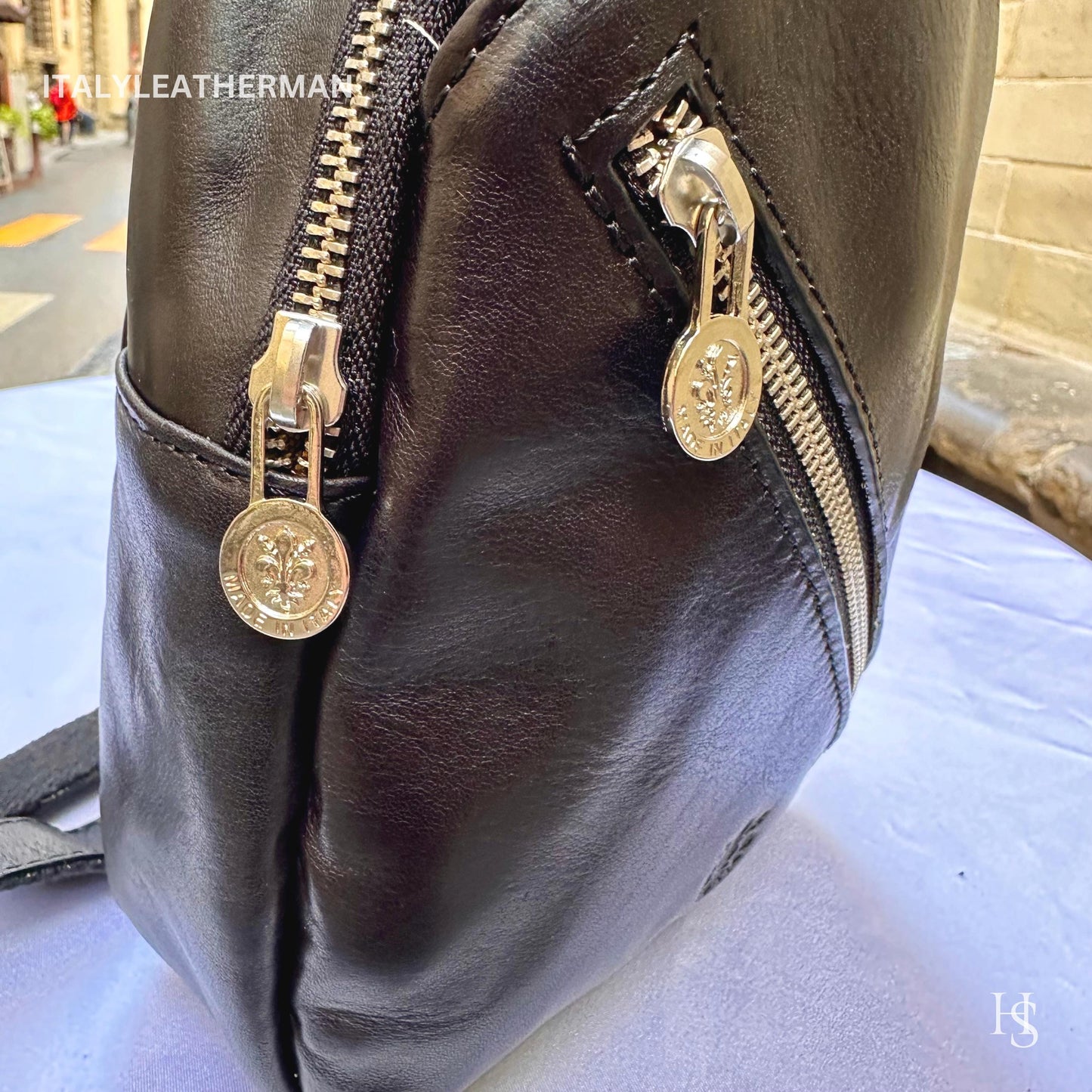 Italian Handmade Leather Sling Bags for Unisex, Crafted in Florence - Versatile Waist Bag and Leather Fanny Pack