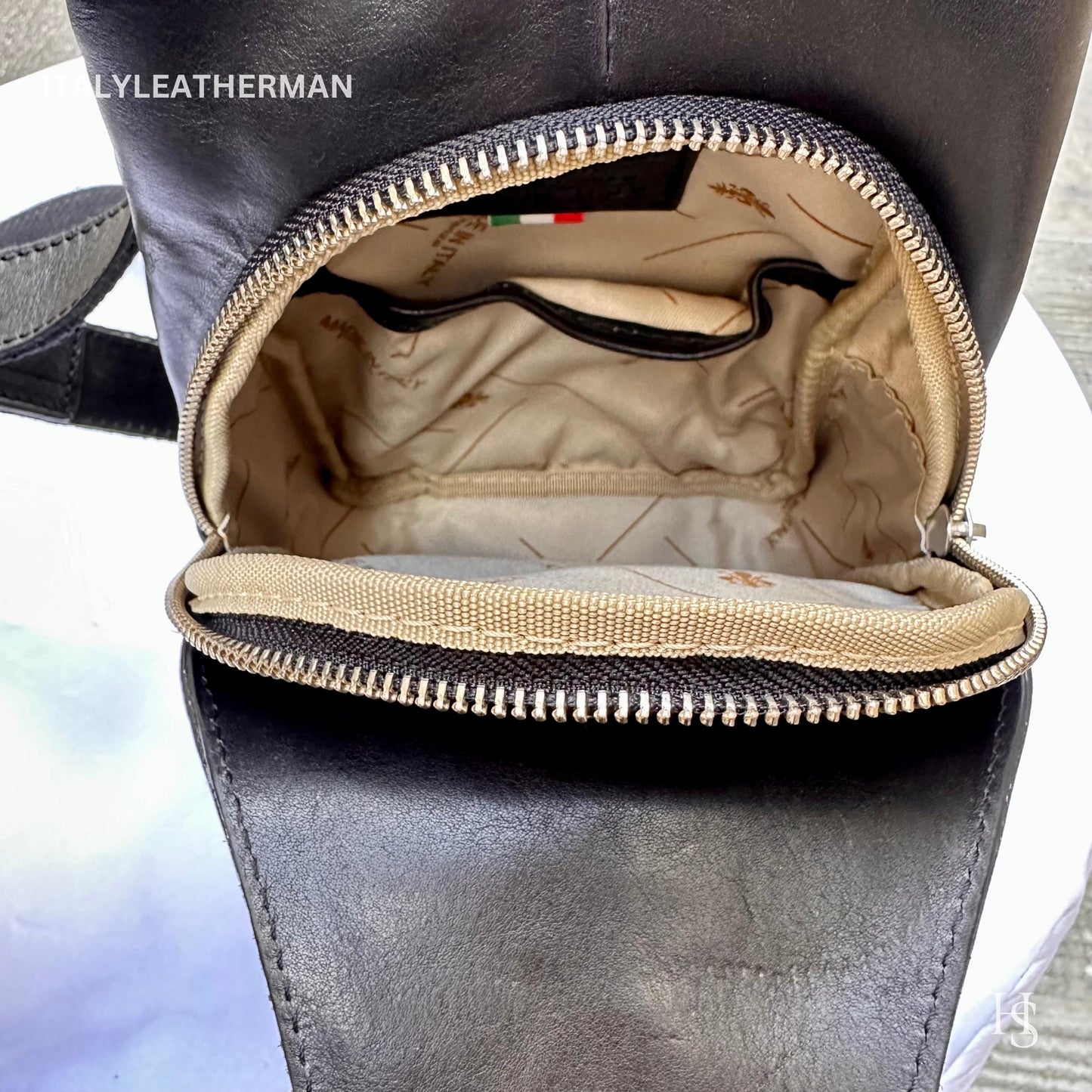 Italian Handmade Leather Sling Bags for Unisex, Crafted in Florence - Versatile Waist Bag and Leather Fanny Pack