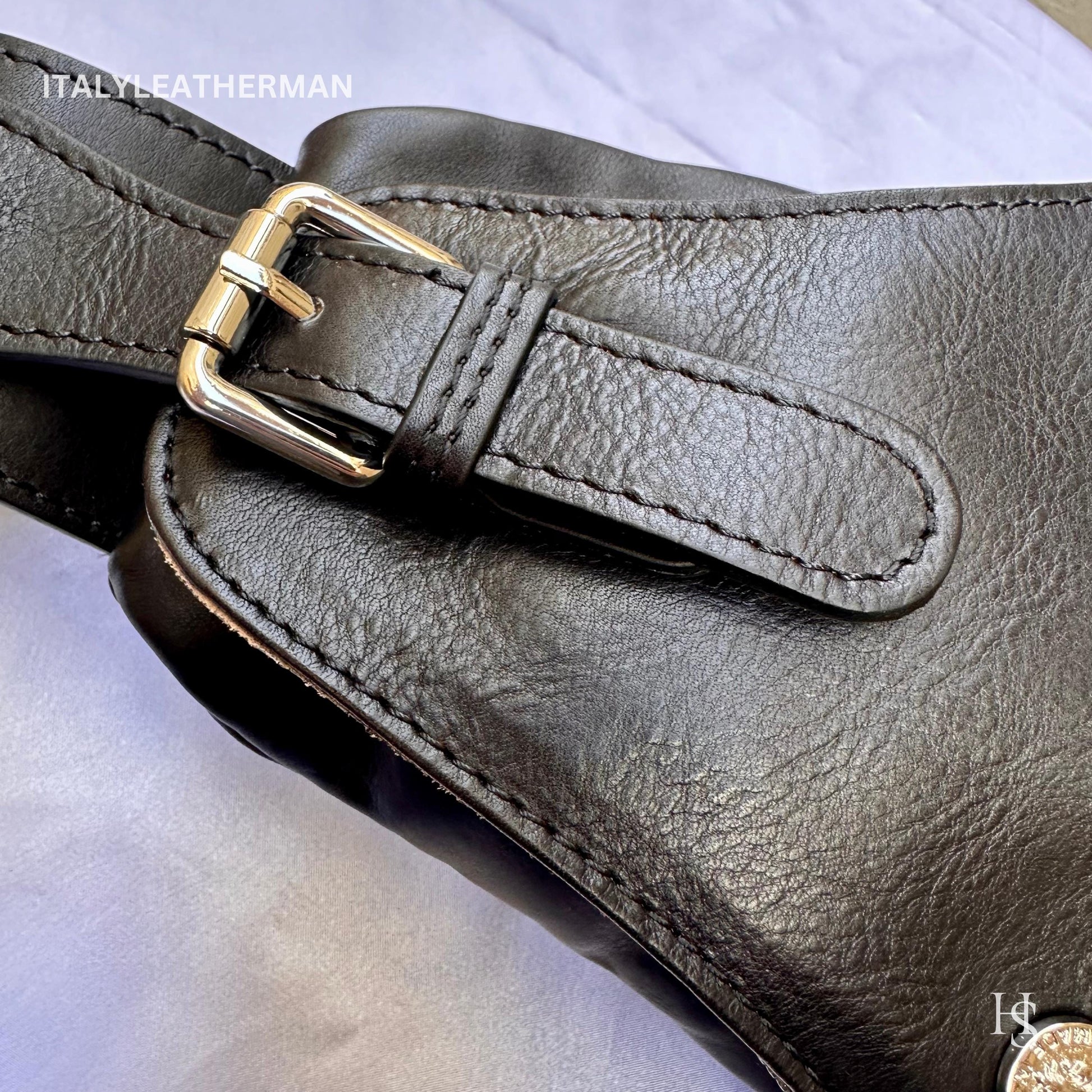 Italian Handmade Leather Sling Bags for Unisex, Crafted in Florence - Versatile Waist Bag and Leather Fanny Pack
