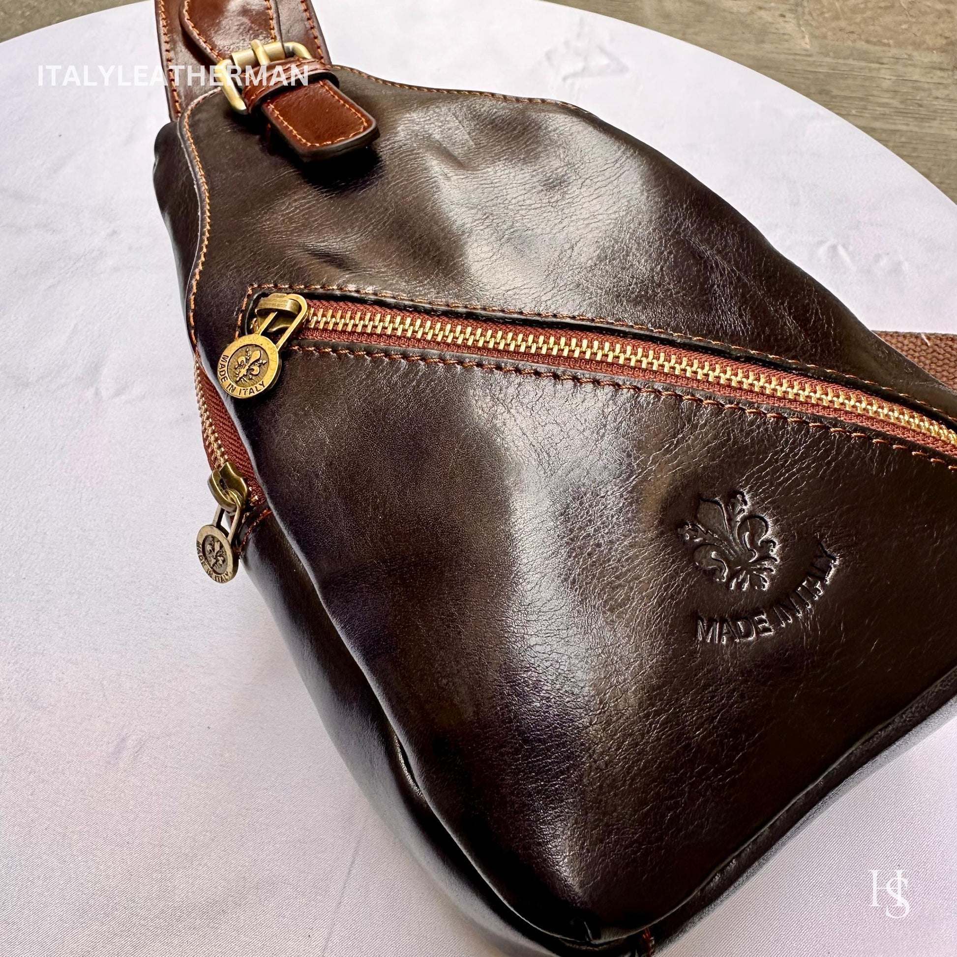 Italian Handmade Leather Sling Bag for Men | Elevate Your Style with Exquisite Craftsmanship, NAVY BLUE