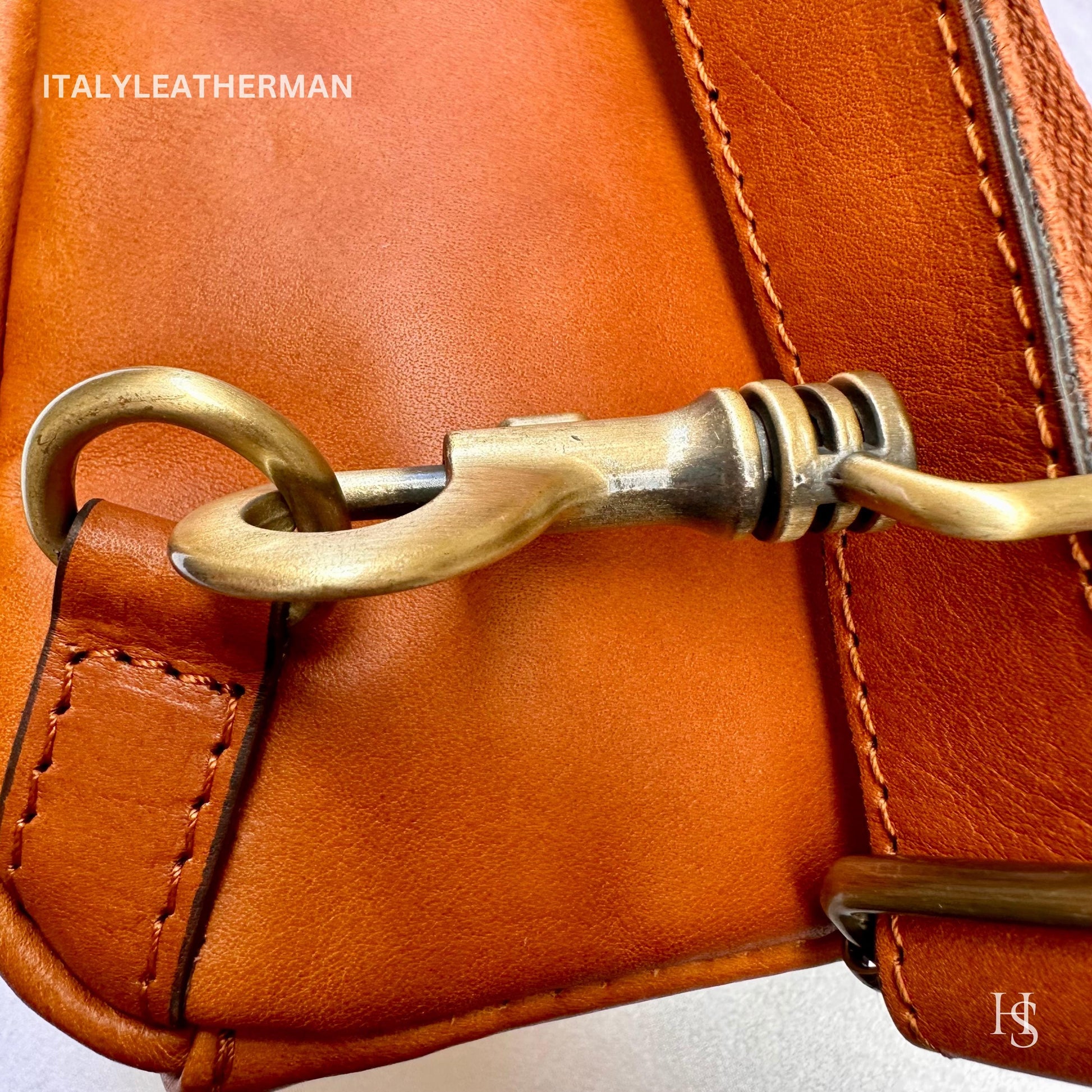 Italian Handmade Leather Sling Bags for Unisex – Cognac Color Waist Bag, Leather Fanny Pack, cognac bag