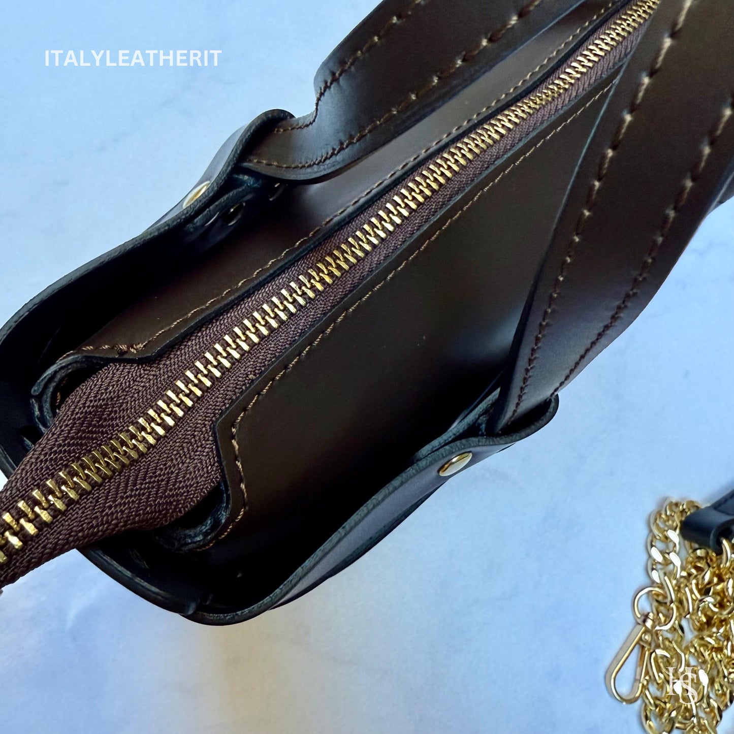 Italian Handmade Leather Bags For Women l l Elegant Leather Tote From Florence, Dark brown leather tote