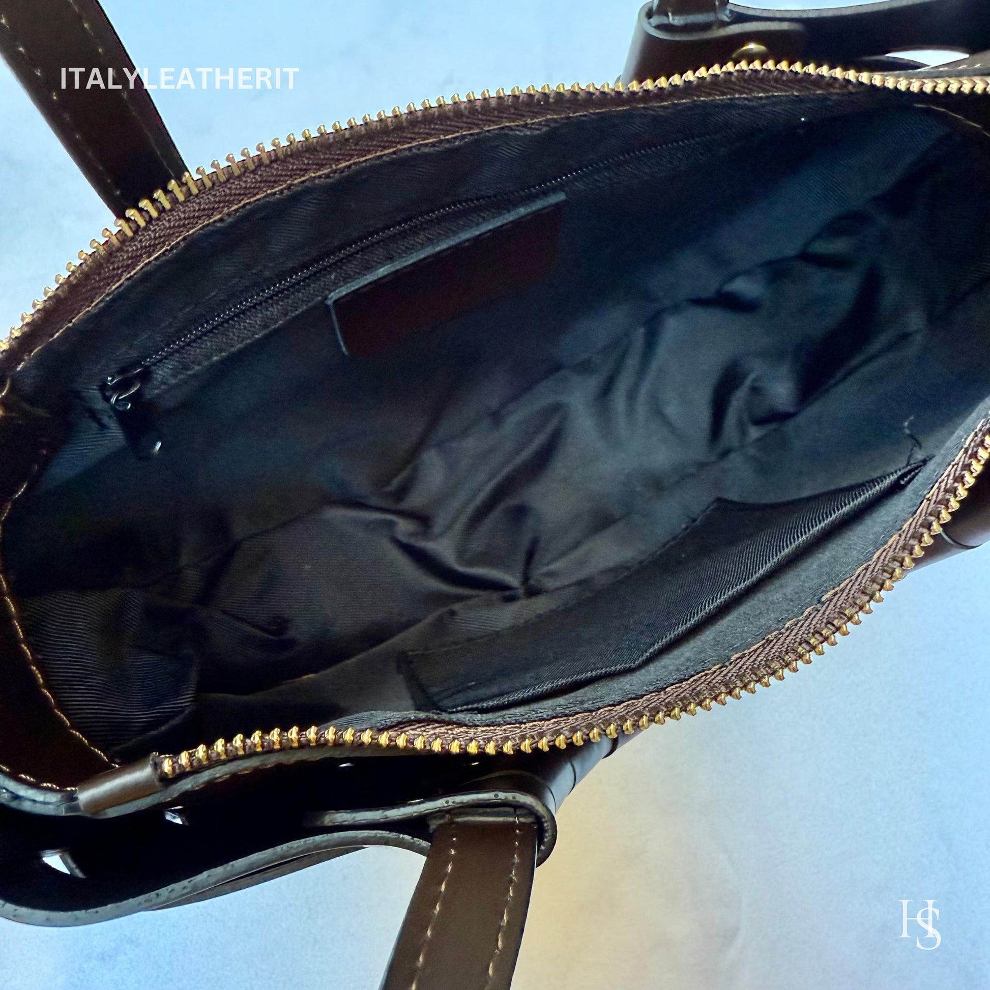 Italian Handmade Leather Bags For Women l l Elegant Leather Tote From Florence, Dark brown leather tote