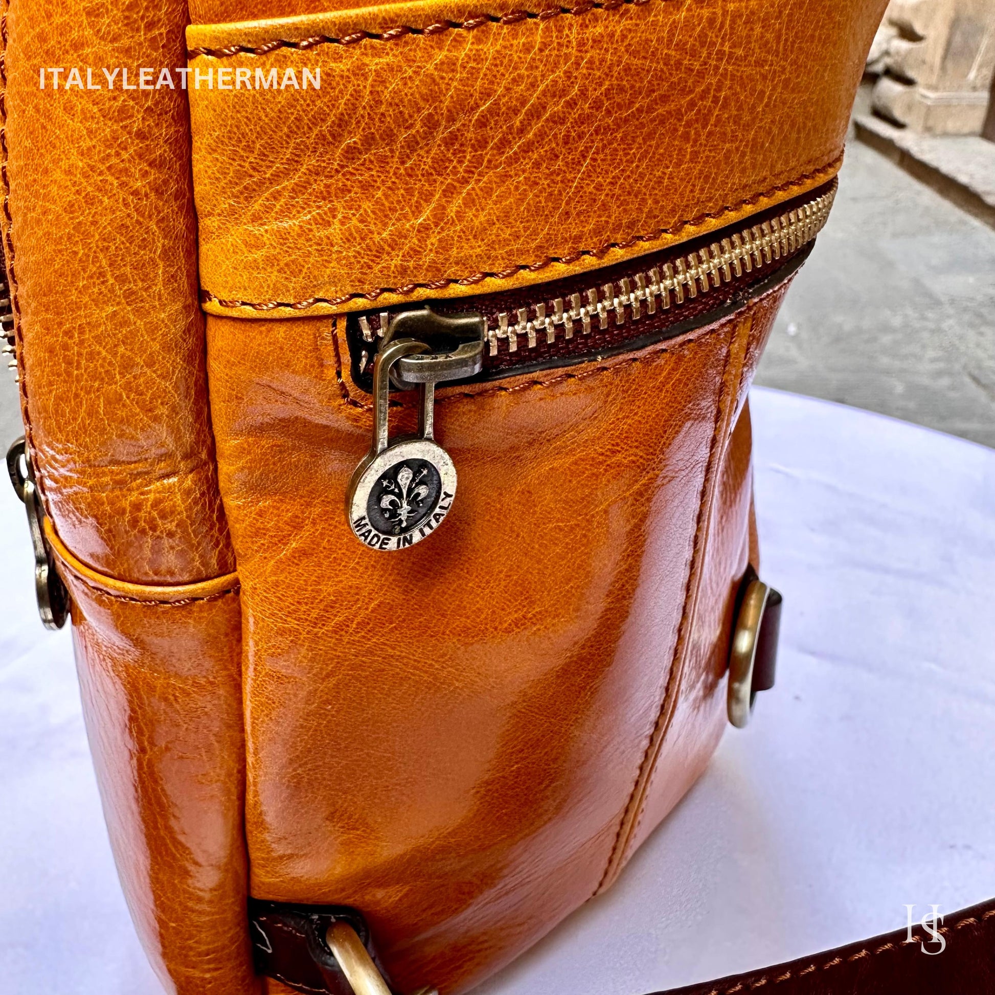 Italian Handmade Leather Sling Bag for Unisex Made In Italy from Florence | Waist Bag