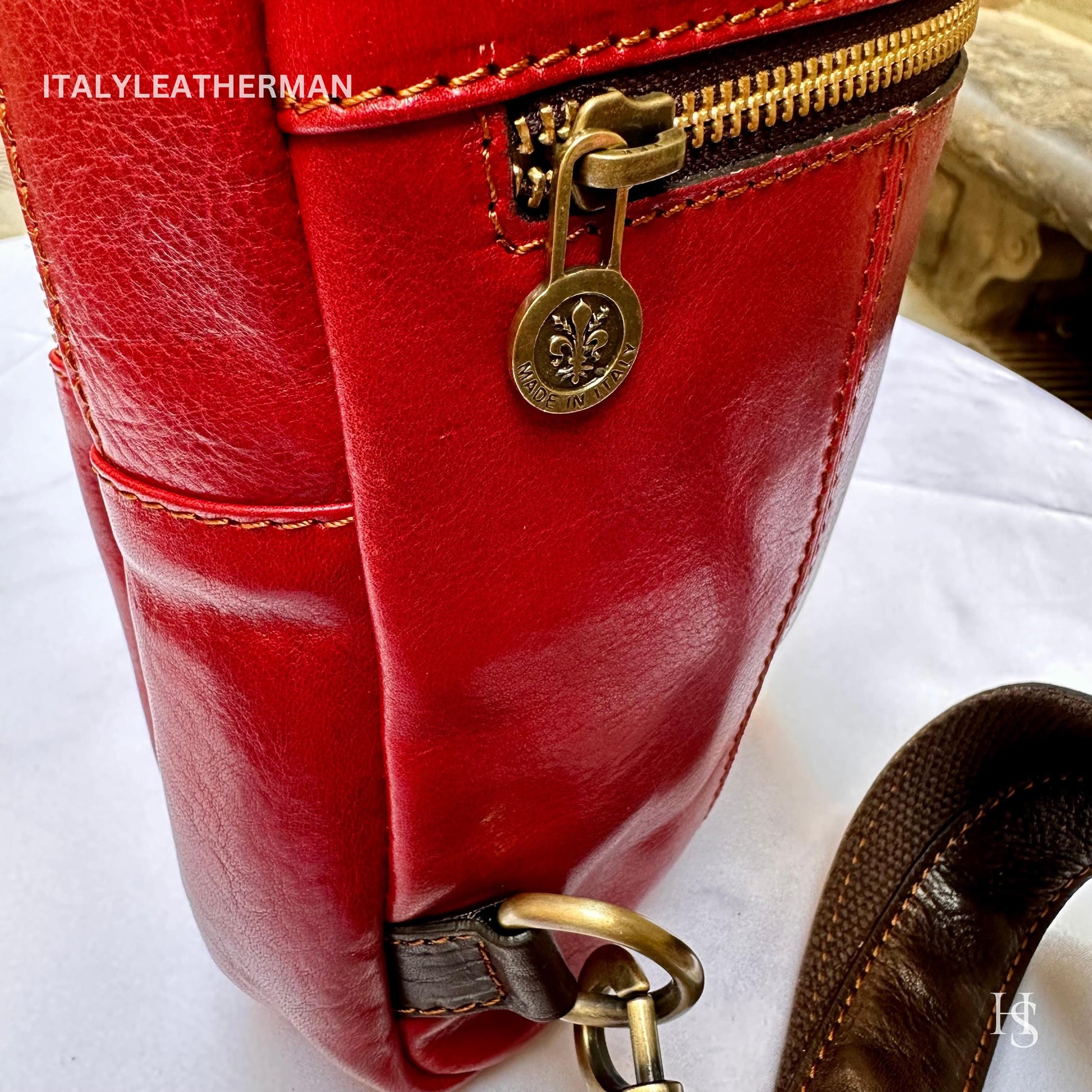 Italian Handmade Leather Sling Bag for Unisex Made In Italy from Florence | Waist Bag