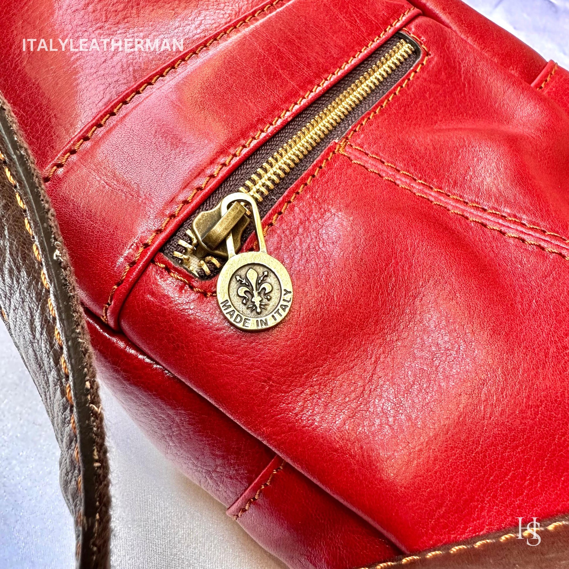 Italian Handmade Leather Sling Bag for Unisex Made In Italy from Florence | Waist Bag