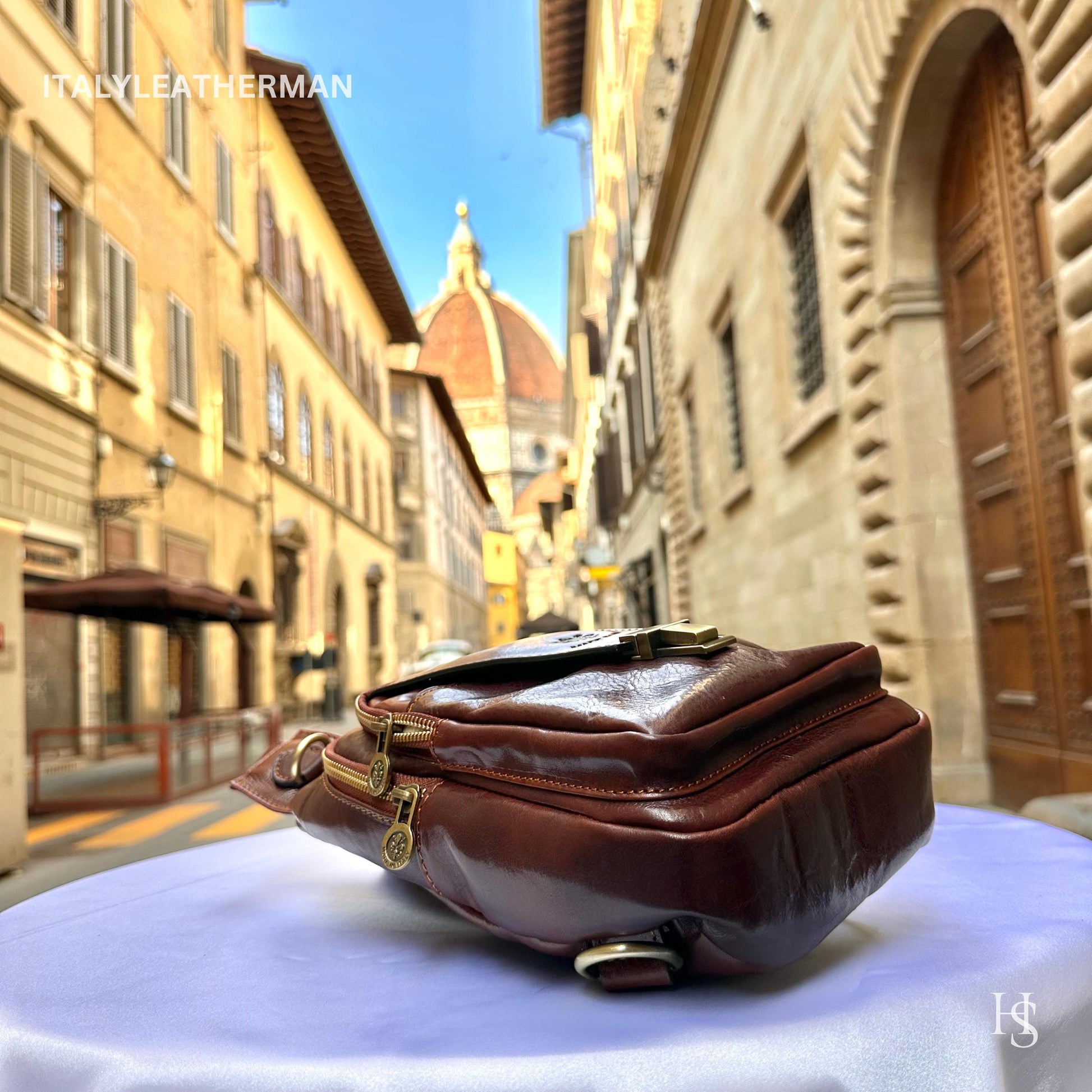 Italian Handmade Leather Sling Bag for Unisex Made In Italy from Florence | Waist Bag, perfect gift
