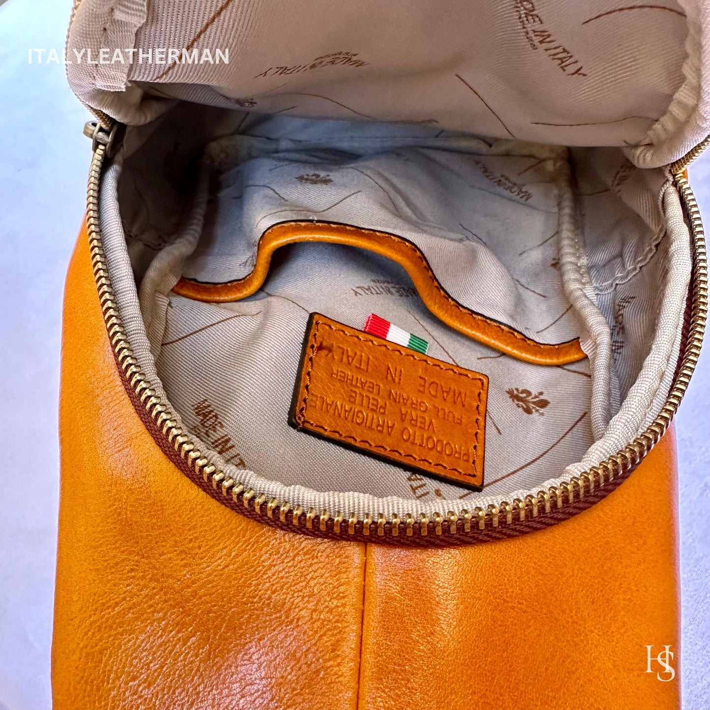 Italian Handmade Leather Sling Bags for Unisex, Crafted in Florence - Versatile Waist Bag and Leather Fanny Pack