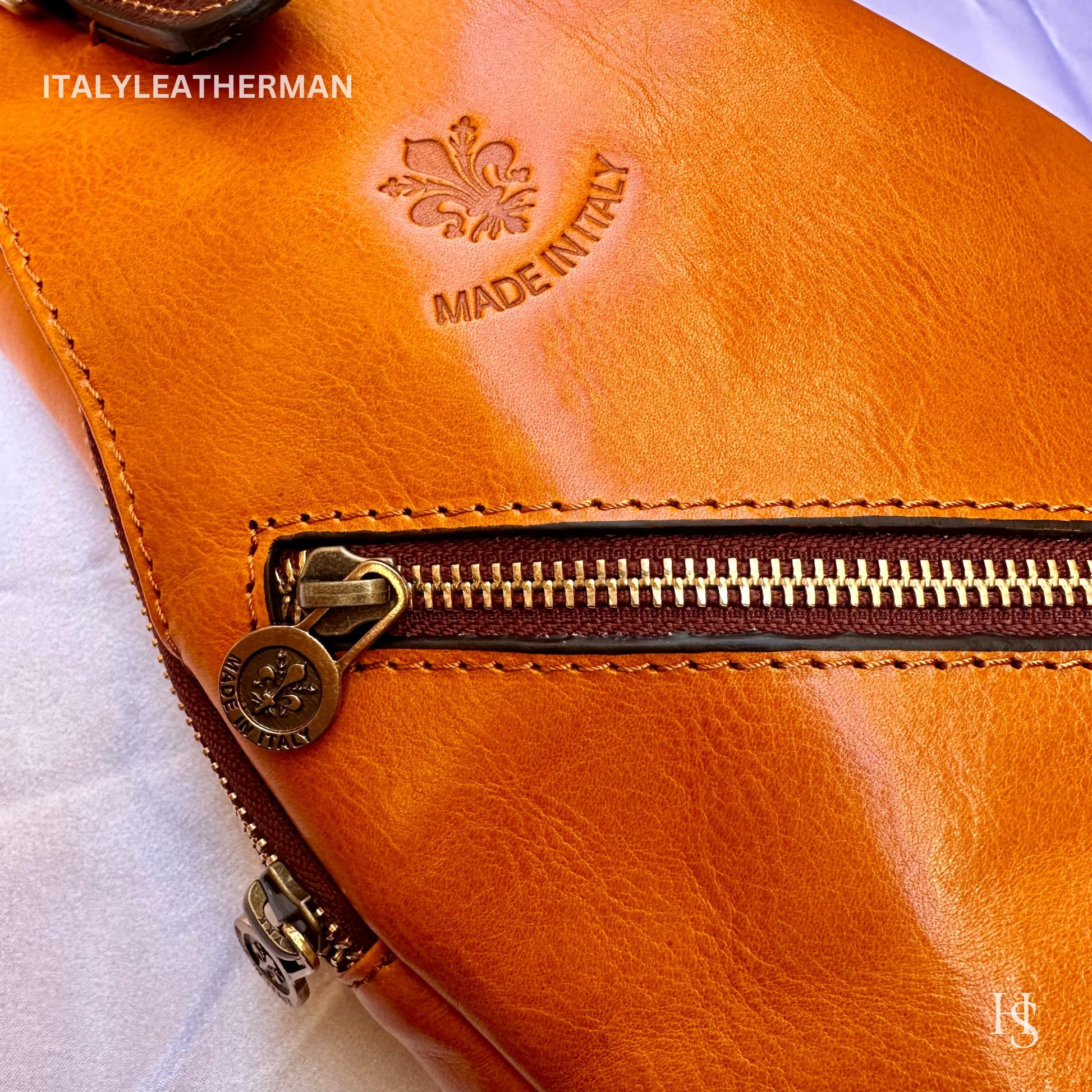 Italian Handmade Leather Sling Bags for Unisex, Crafted in Florence - Versatile Waist Bag and Leather Fanny Pack