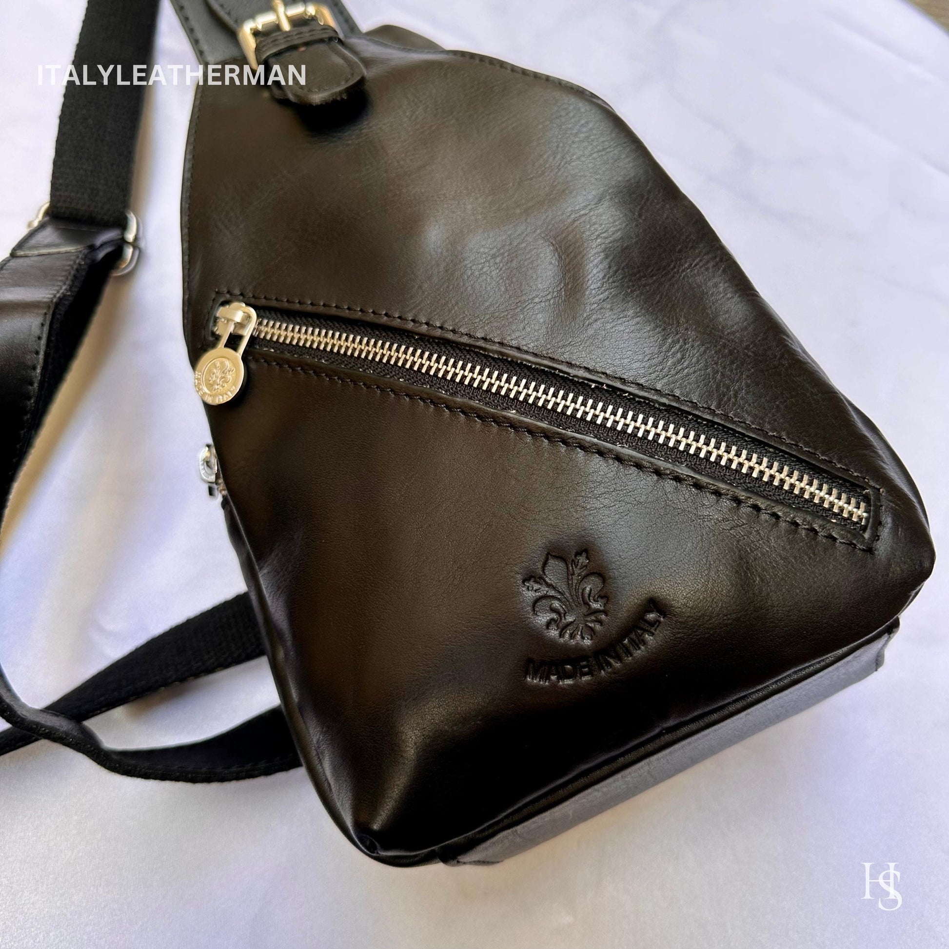 Italian Handmade Leather Sling Bags for Unisex, Crafted in Florence - Versatile Waist Bag and Leather Fanny Pack