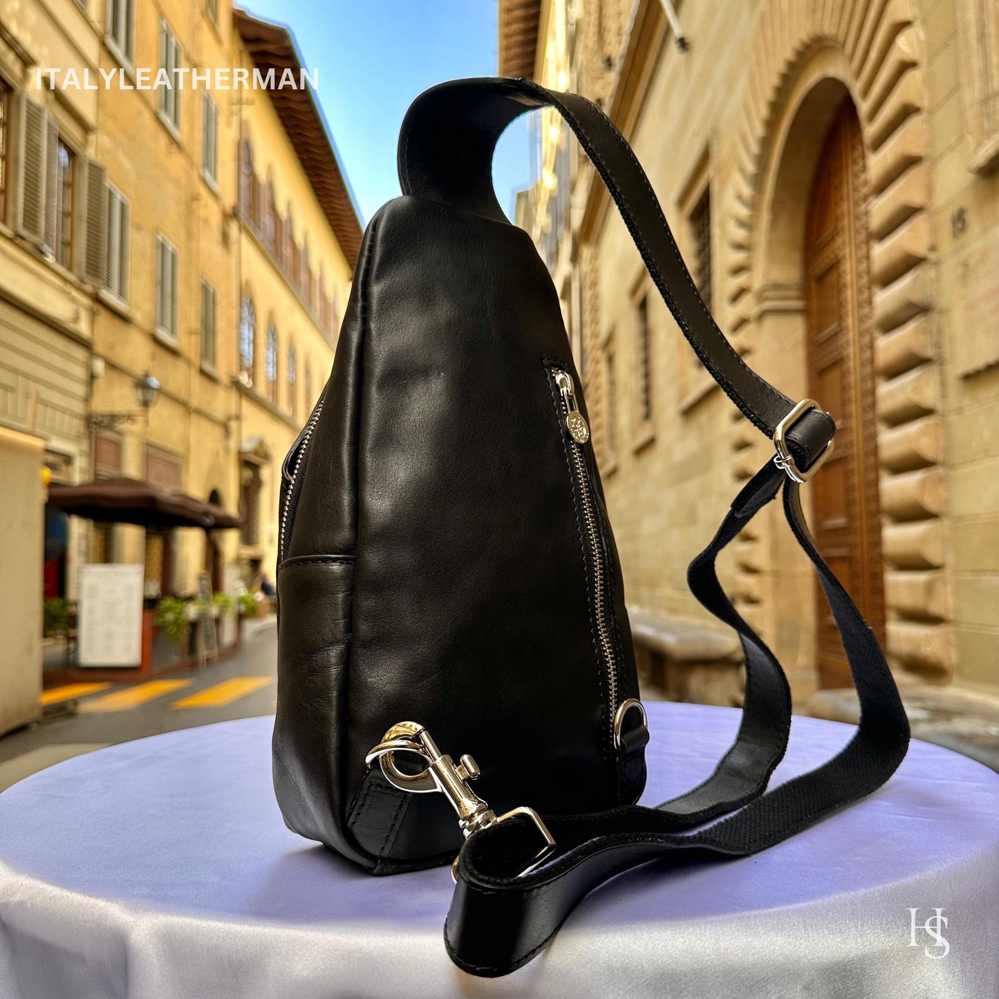 Italian Handmade Leather Sling Bags for Unisex, Crafted in Florence - Versatile Waist Bag and Leather Fanny Pack