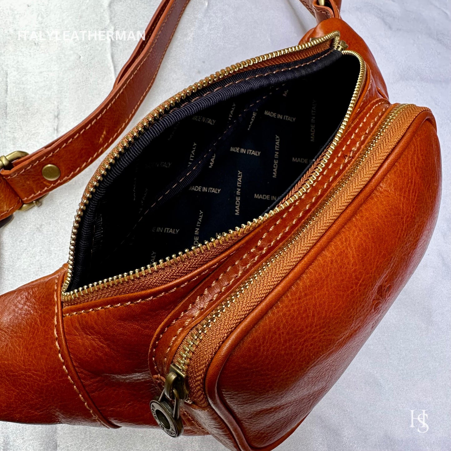 Italian Handmade Leather Belt Bags for Unisex Made In Italy from Florence | Waist Bag | Leather Fanny Pack | Belly Bag
