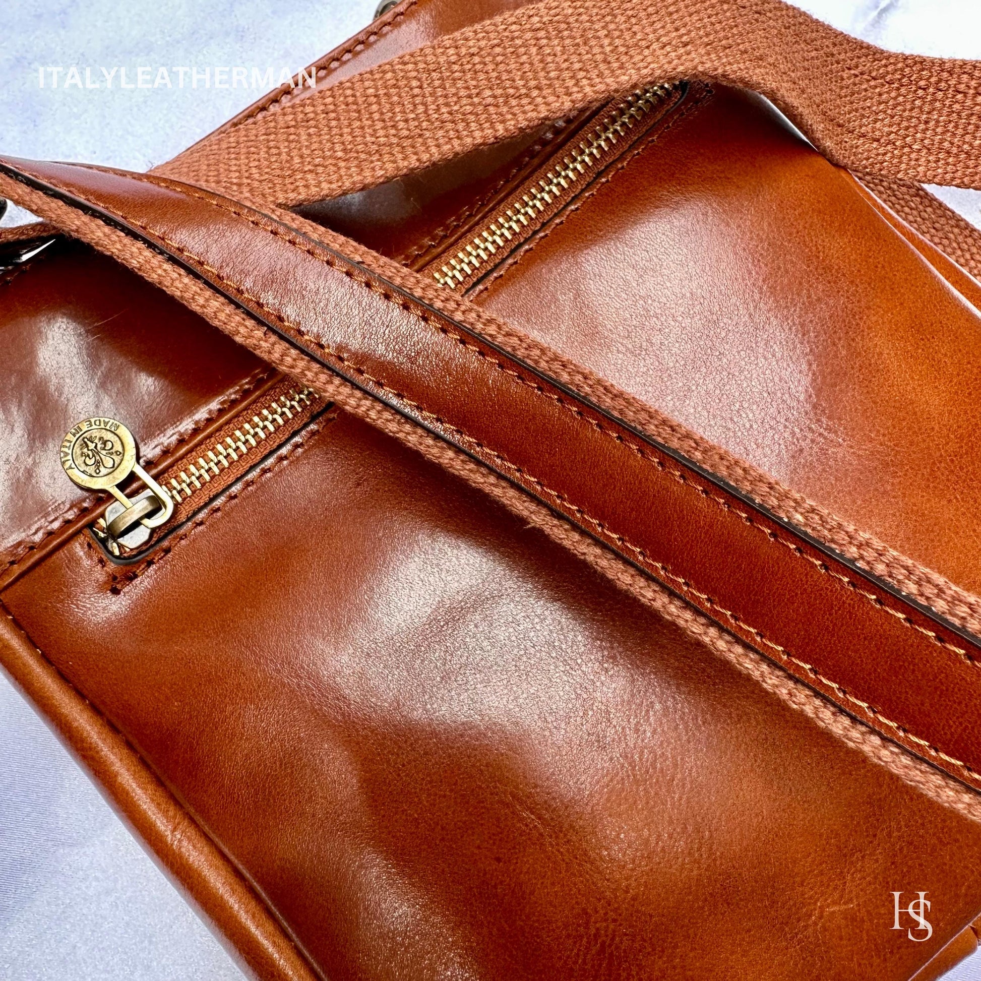 Italian Handmade Leather Crossbody Bags for Men Made In Italy from Florence || Handmade leather bag
