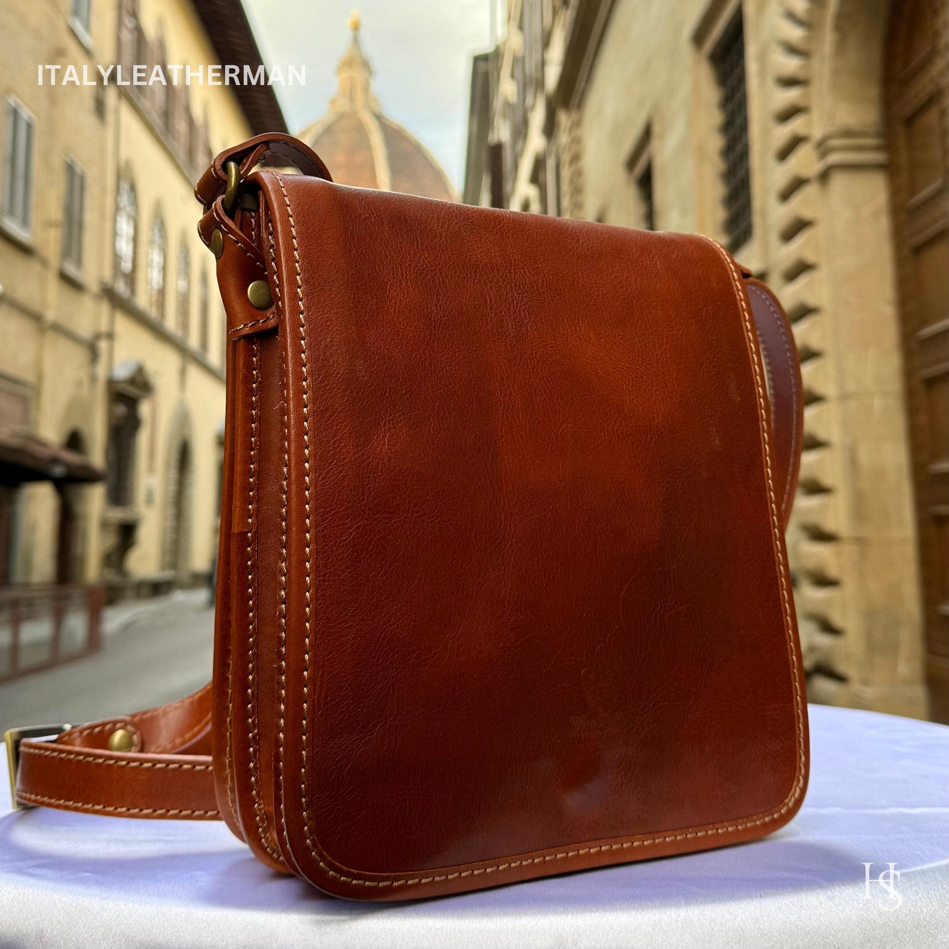 Italian Handmade Leather Crossbody Bags for Men Made In Italy from Florence || handmade leather bag, Gift for him