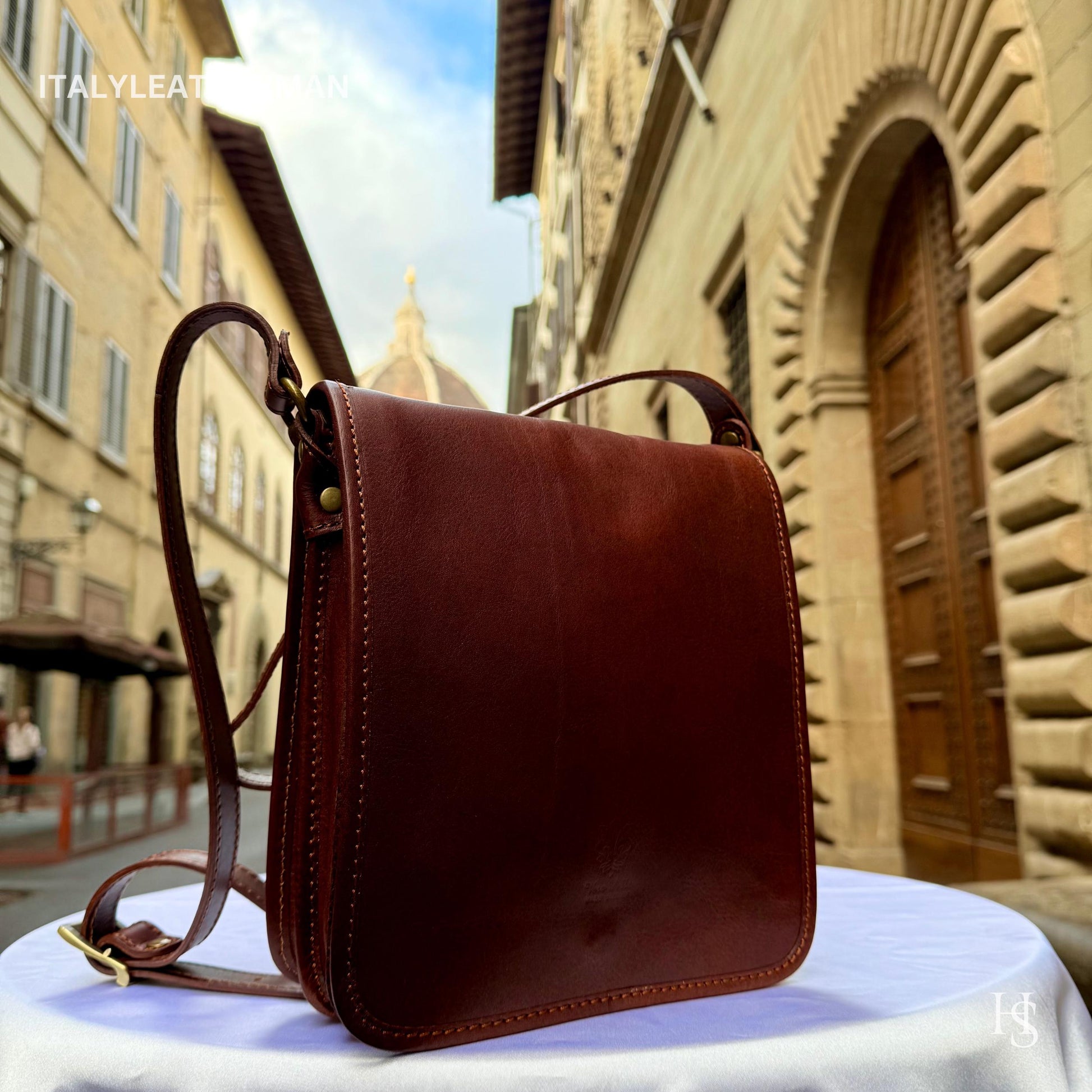Italian Handmade Leather Crossbody Bags for Men Made In Italy from Florence || handmade leather bag, Gift for him