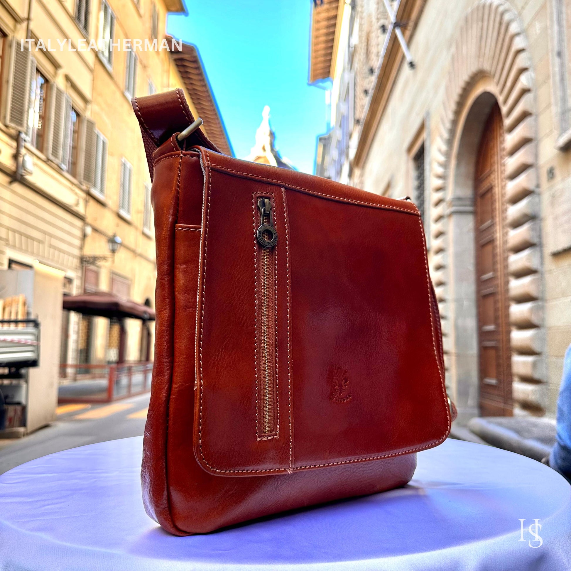 Italian Handmade Leather Crossbody Bags for Men Made In Italy from Florence || handmade leather bag, Gift for him