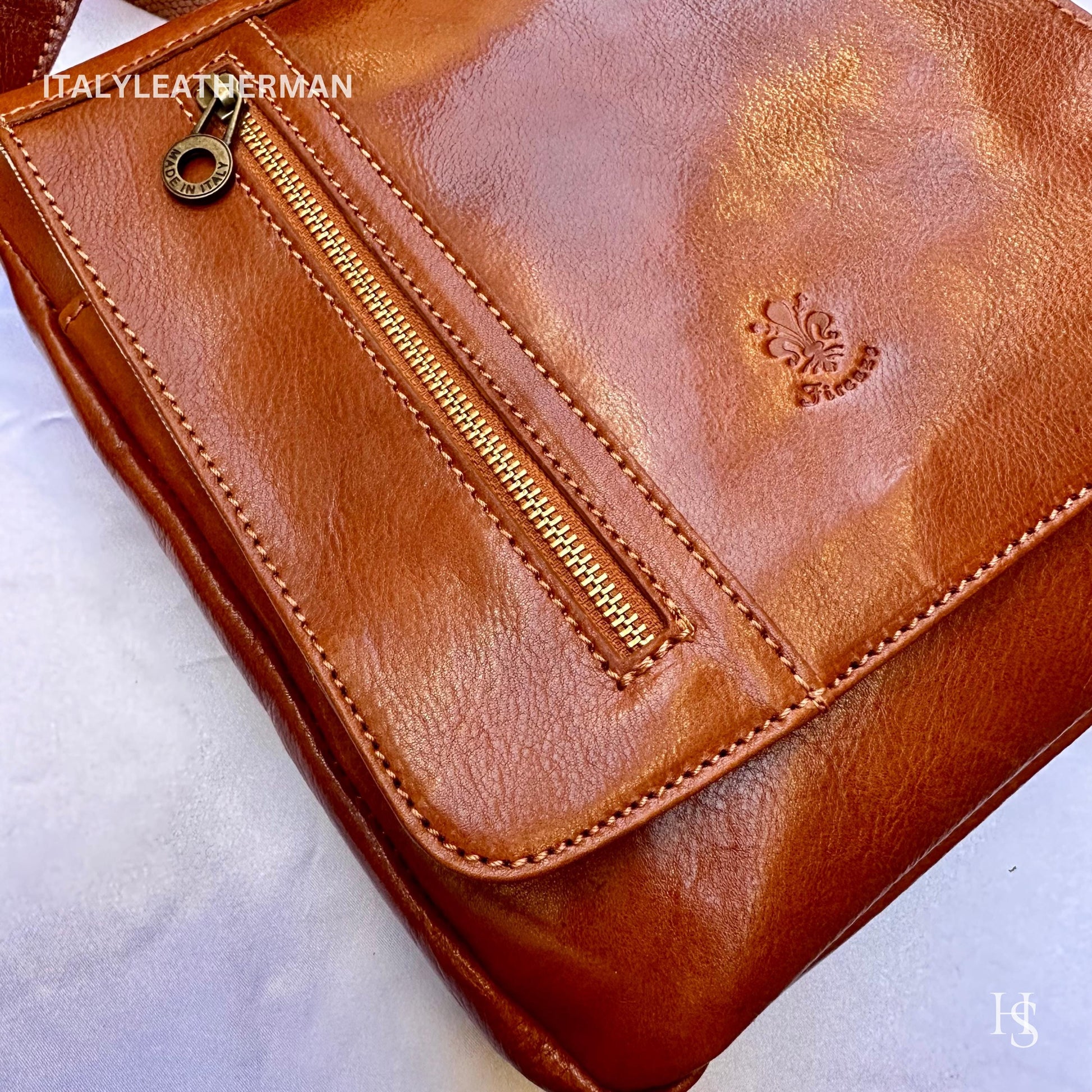 Italian Handmade Leather Crossbody Bags for Men Made In Italy from Florence || handmade leather bag, Gift for him