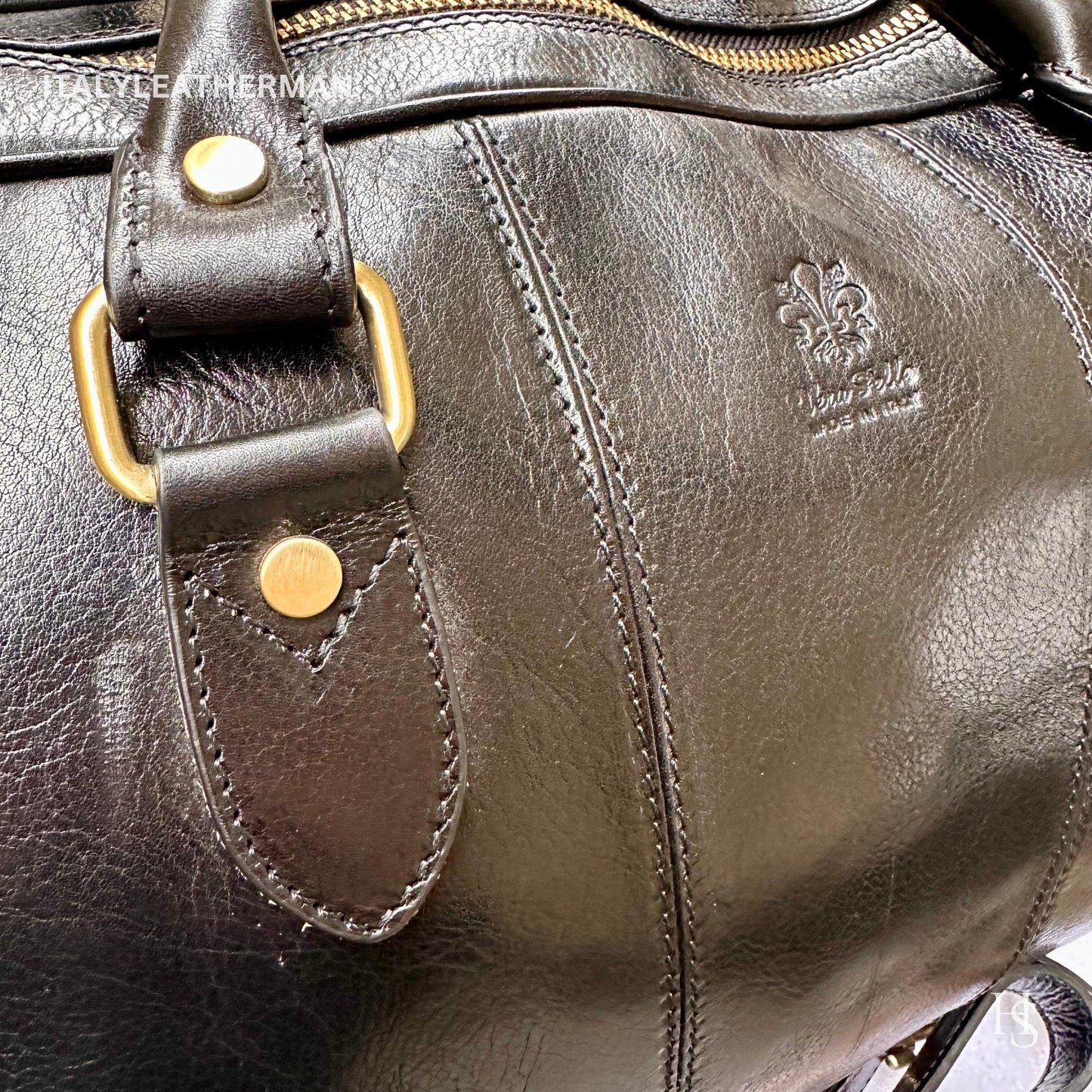 Italian Handmade Leather Travel Bags for Men | Elevate Your Style with Exquisite Craftsmanship made in Italy, Black travel bag