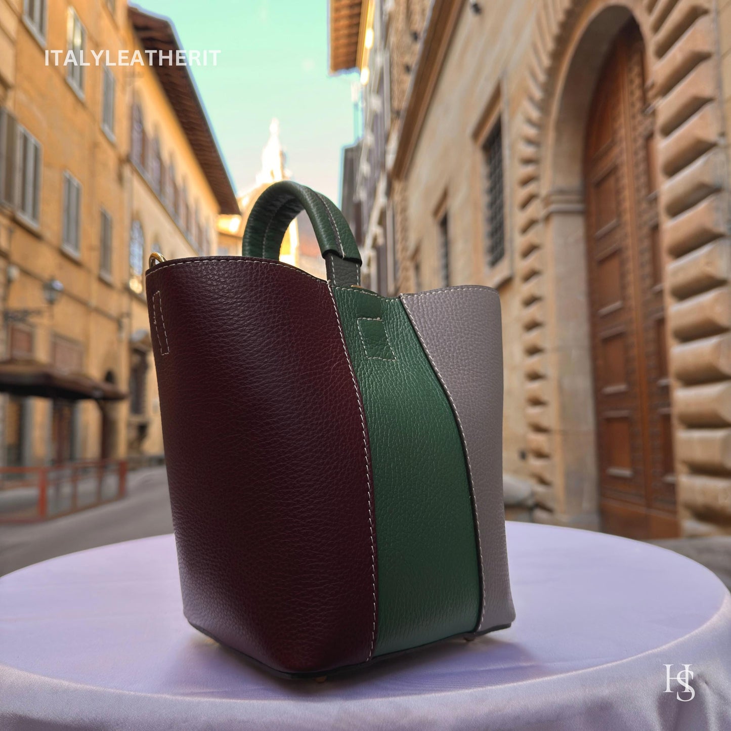 Italian Handmade Leather Bags For Women l l Elegant Leather Tote From Florence, Bucket bag, Made in Italy