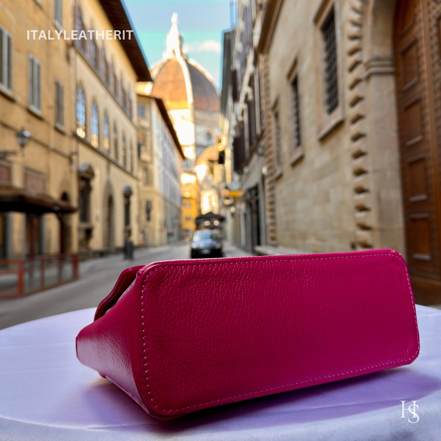 Italian Handmade Leather Bags for Women | Elegant Leather Tote from Florence with Bee-Shaped Accessory Clasp Closure