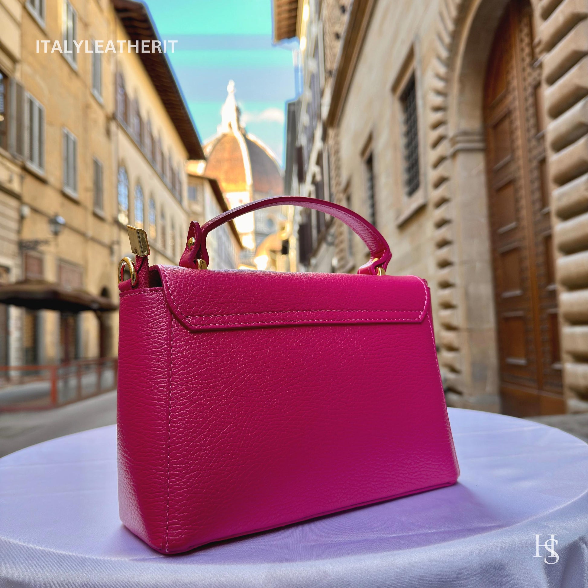 Italian Handmade Leather Bags for Women | Elegant Leather Tote from Florence with Bee-Shaped Accessory Clasp Closure