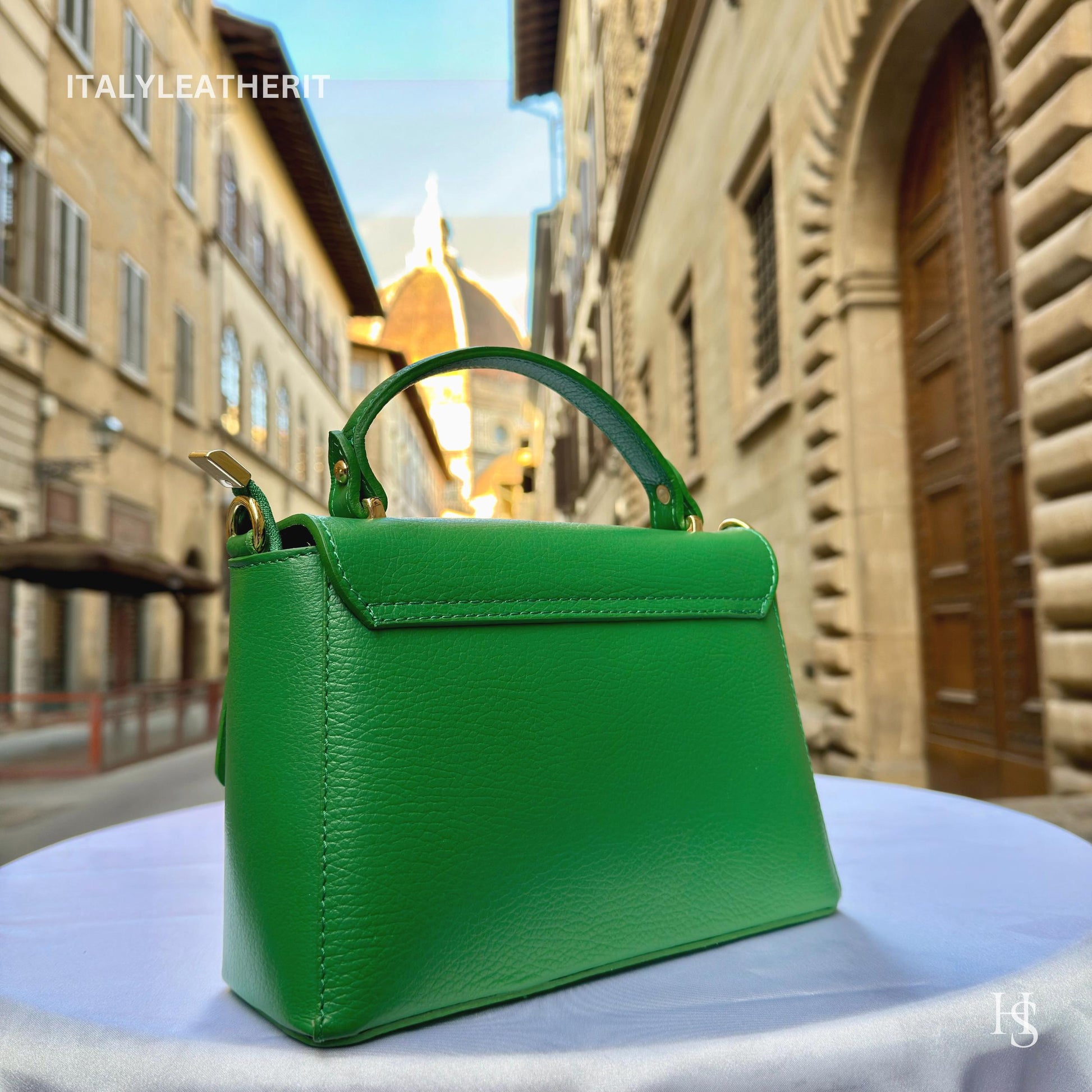 Italian Handmade Leather Bags for Women | Elegant Leather Tote from Florence with Bee-Shaped Accessory Clasp Closure