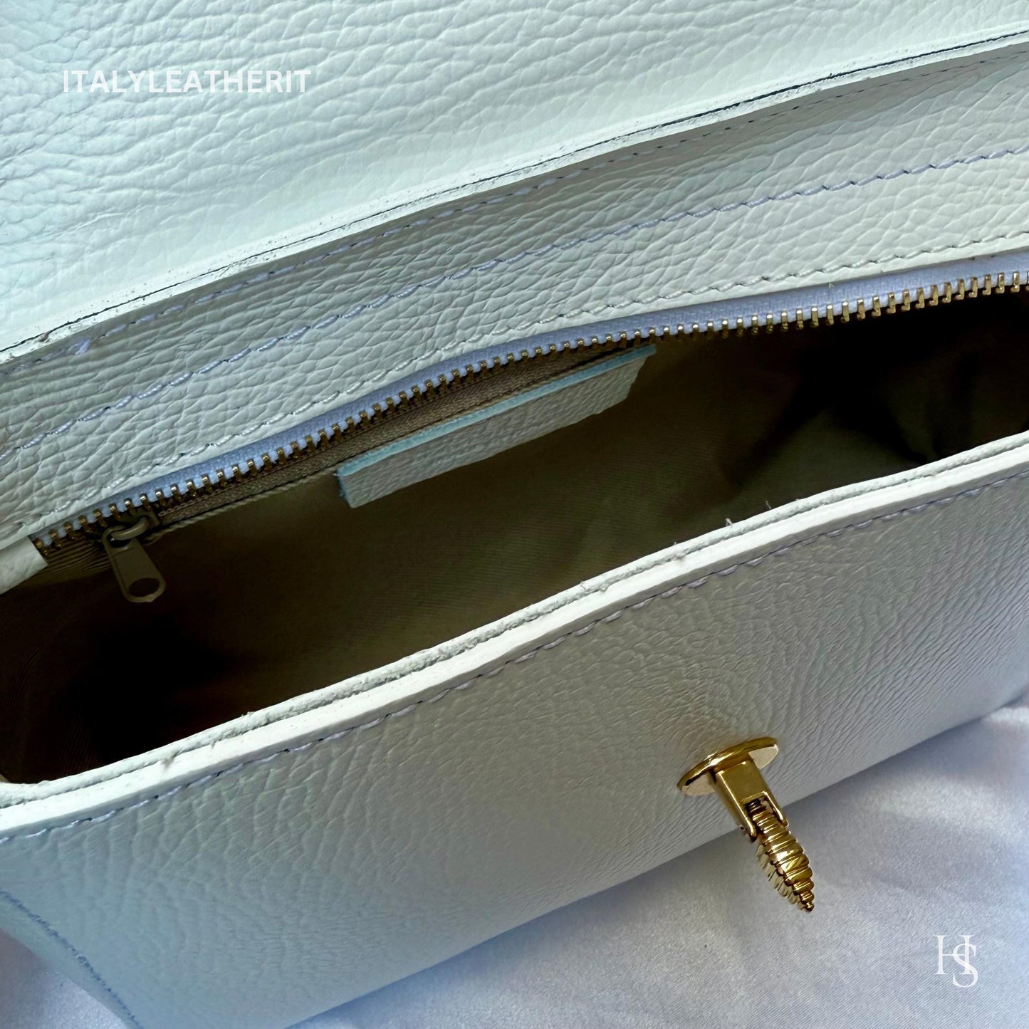Italian Handmade Leather Bags for Women | Elegant Leather Tote from Florence with Bee-Shaped Accessory Clasp Closure