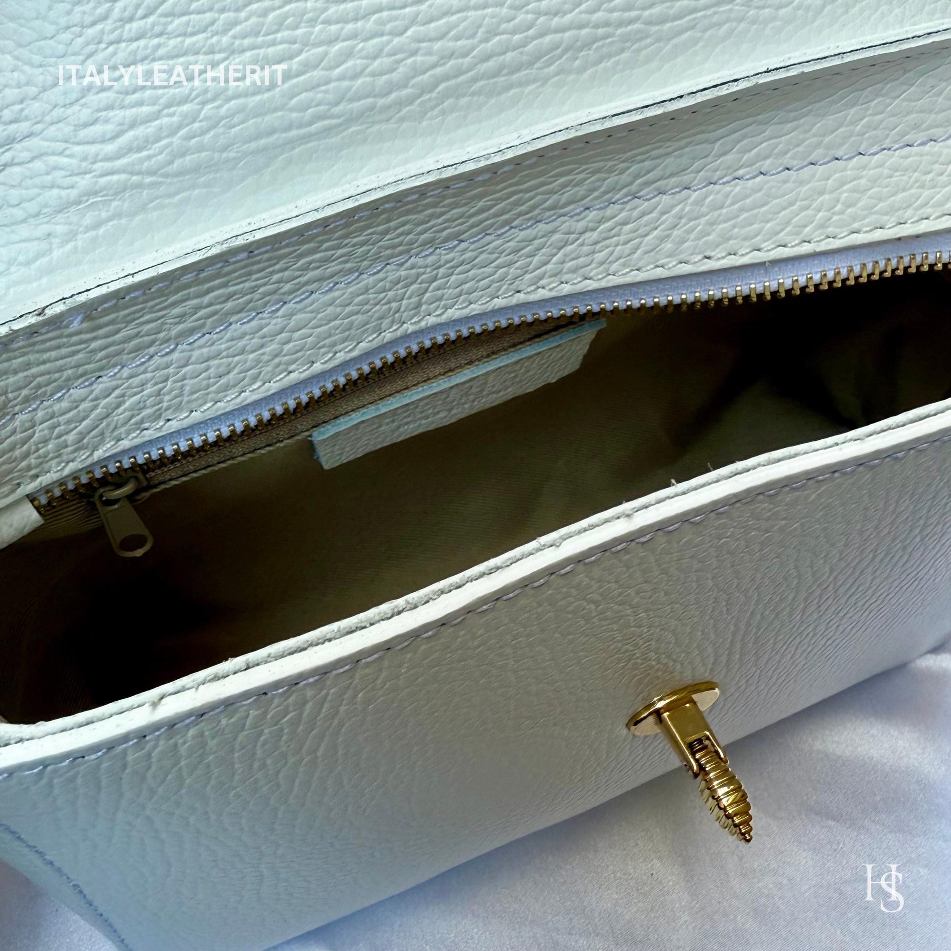 Italian Handmade Leather Bags for Women | Elegant Leather Tote from Florence with Bee-Shaped Accessory Clasp Closure