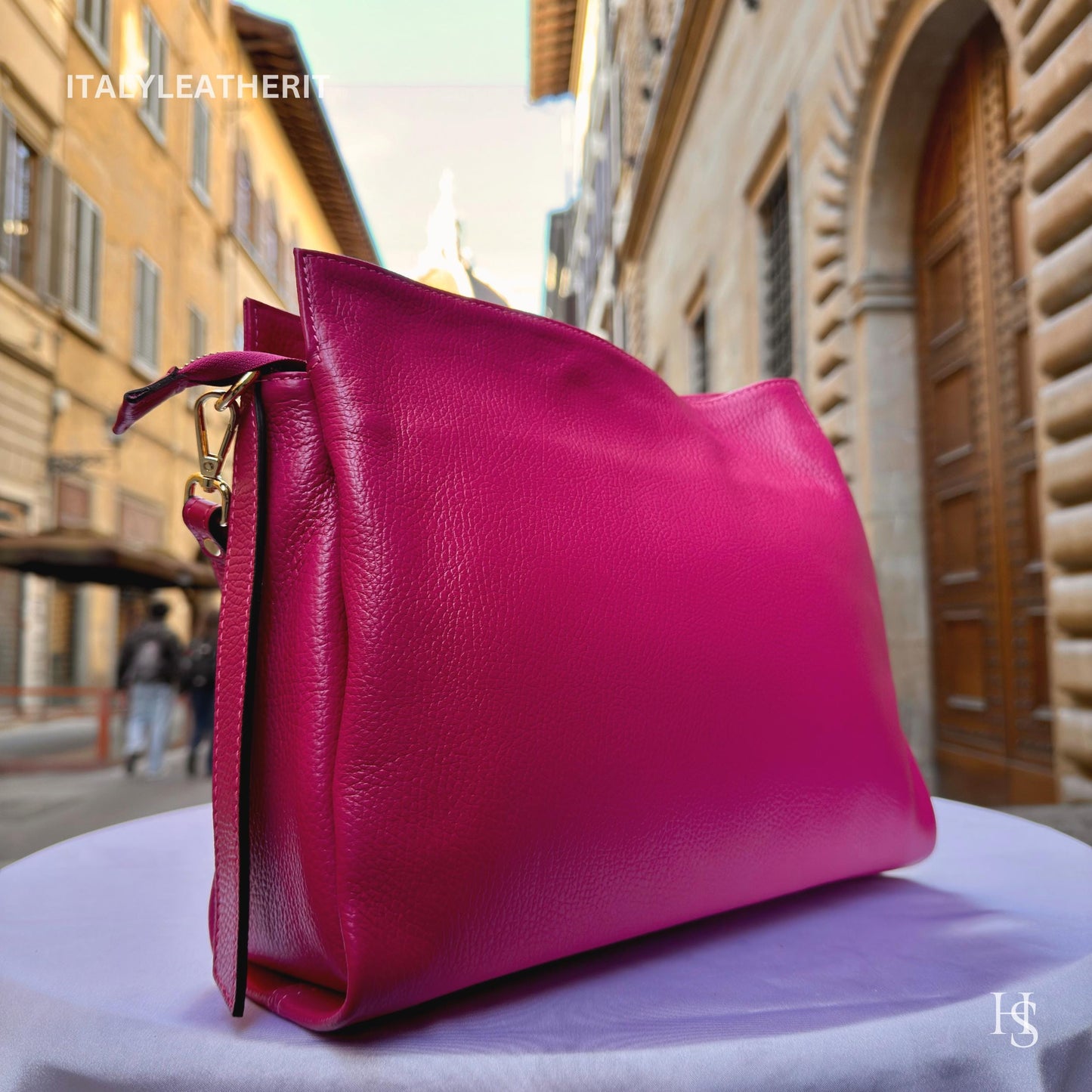 Italian Handmade Leather Bags For Women | Elegant Red Leather Tote From Florence | Made in Italy