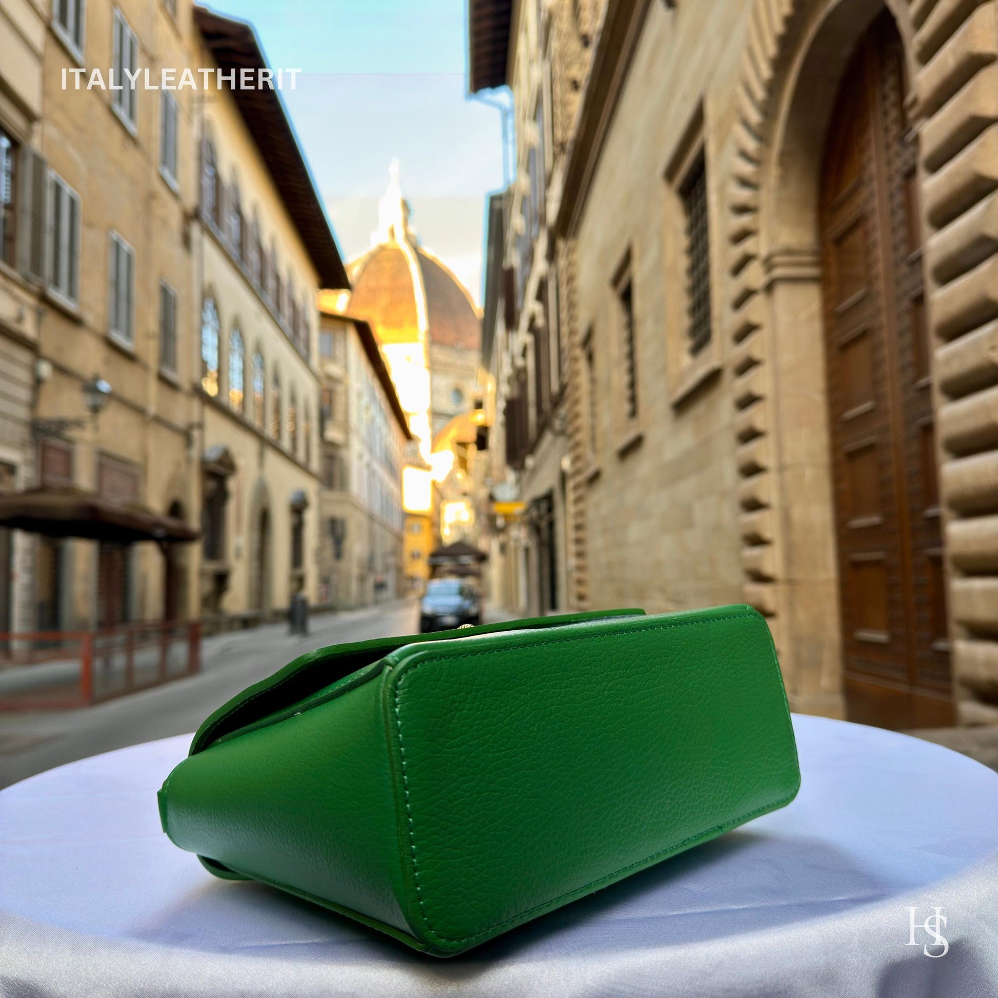 Italian Handmade Leather Bags for Women | Elegant Leather Tote from Florence with Bee-Shaped Accessory Clasp Closure