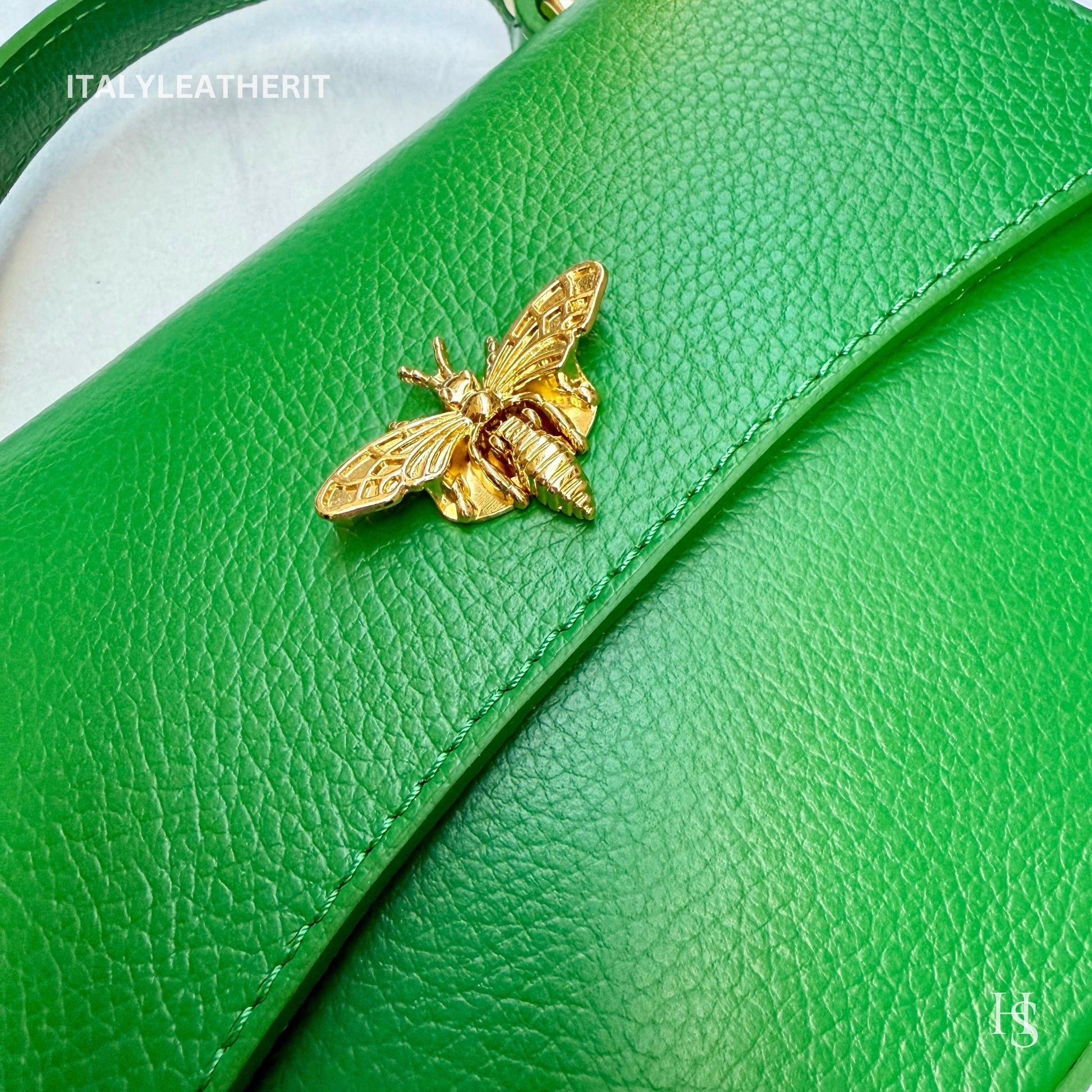 Italian Handmade Leather Bags for Women | Elegant Leather Tote from Florence with Bee-Shaped Accessory Clasp Closure