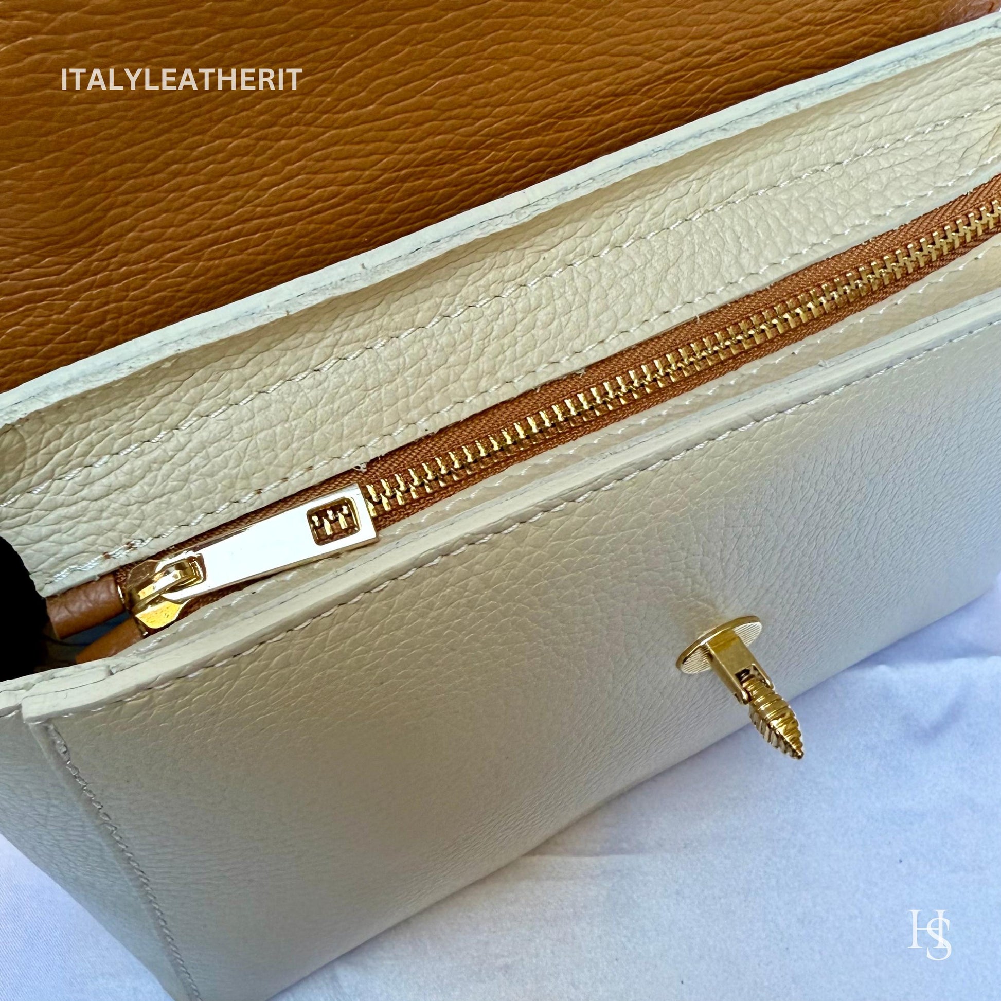 Italian Handmade Leather Bags for Women | Elegant Leather Tote from Florence with Bee-Shaped Accessory Clasp Closure