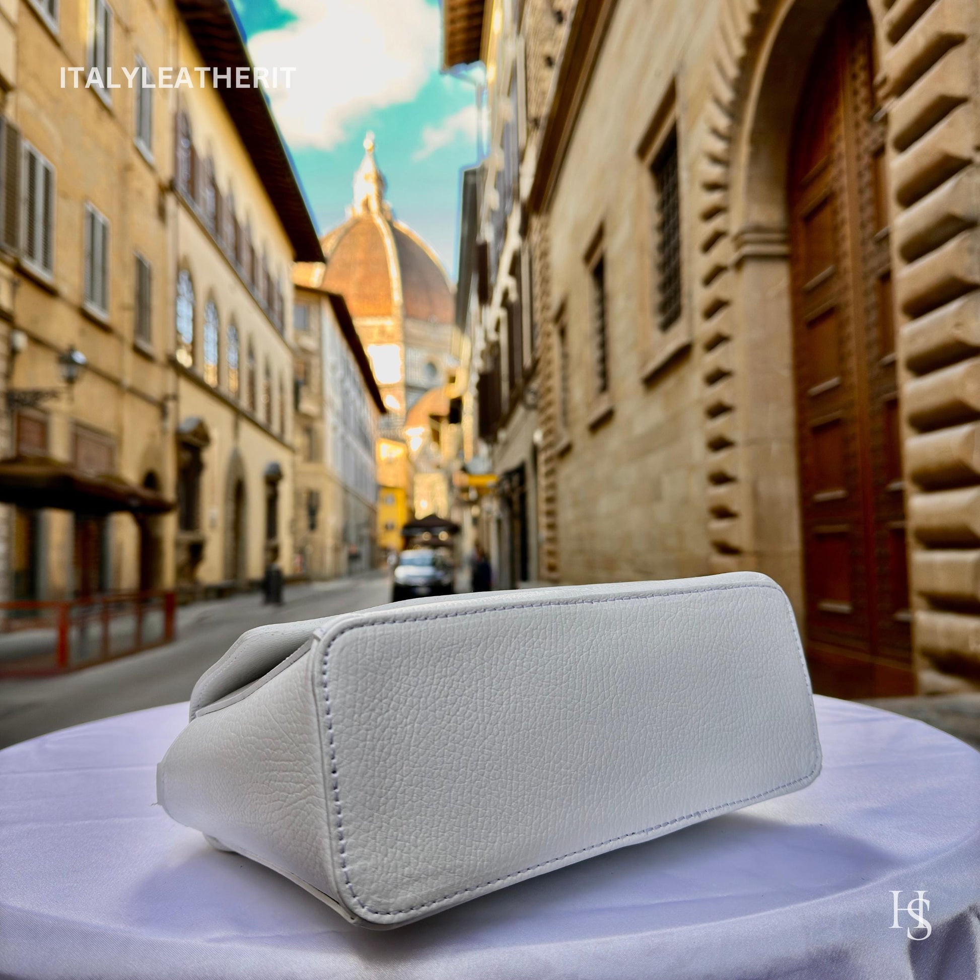 Italian Handmade Leather Bags for Women | Elegant Leather Tote from Florence with Bee-Shaped Accessory Clasp Closure