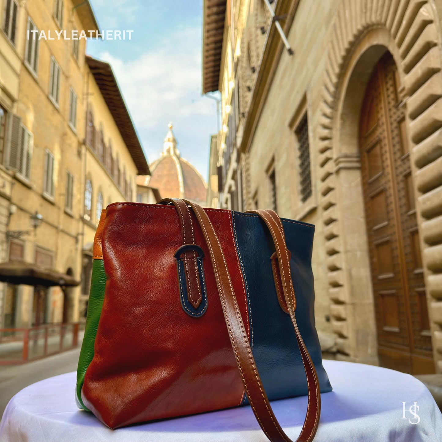 Italian Handmade Leather Bags For Women | Elegant Full Grain Leather Multicolor Tote From Florence