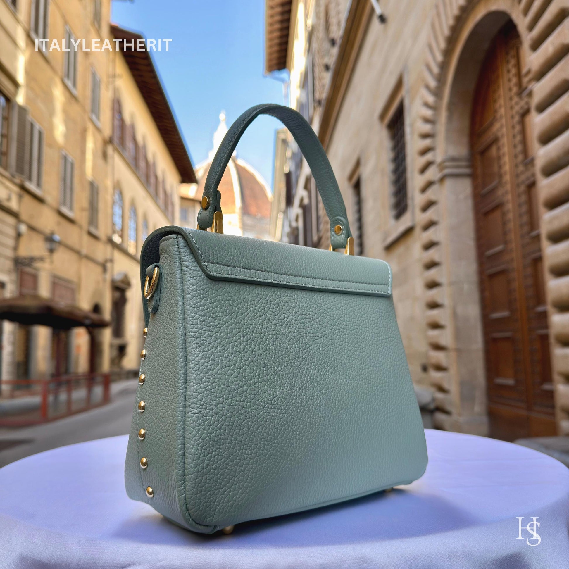 Italian Handmade Leather Bags For Women l l Elegant Leather Tote From Florence with bee-shaped lobster clasp closure