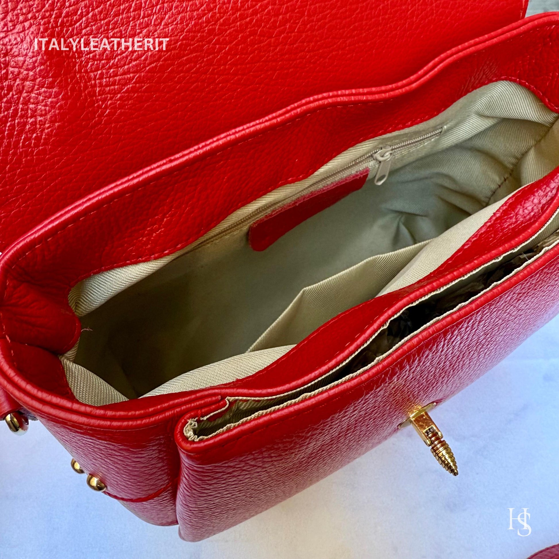 Italian Handmade Leather Bags For Women l l Elegant Leather Tote From Florence with bee-shaped lobster clasp closure