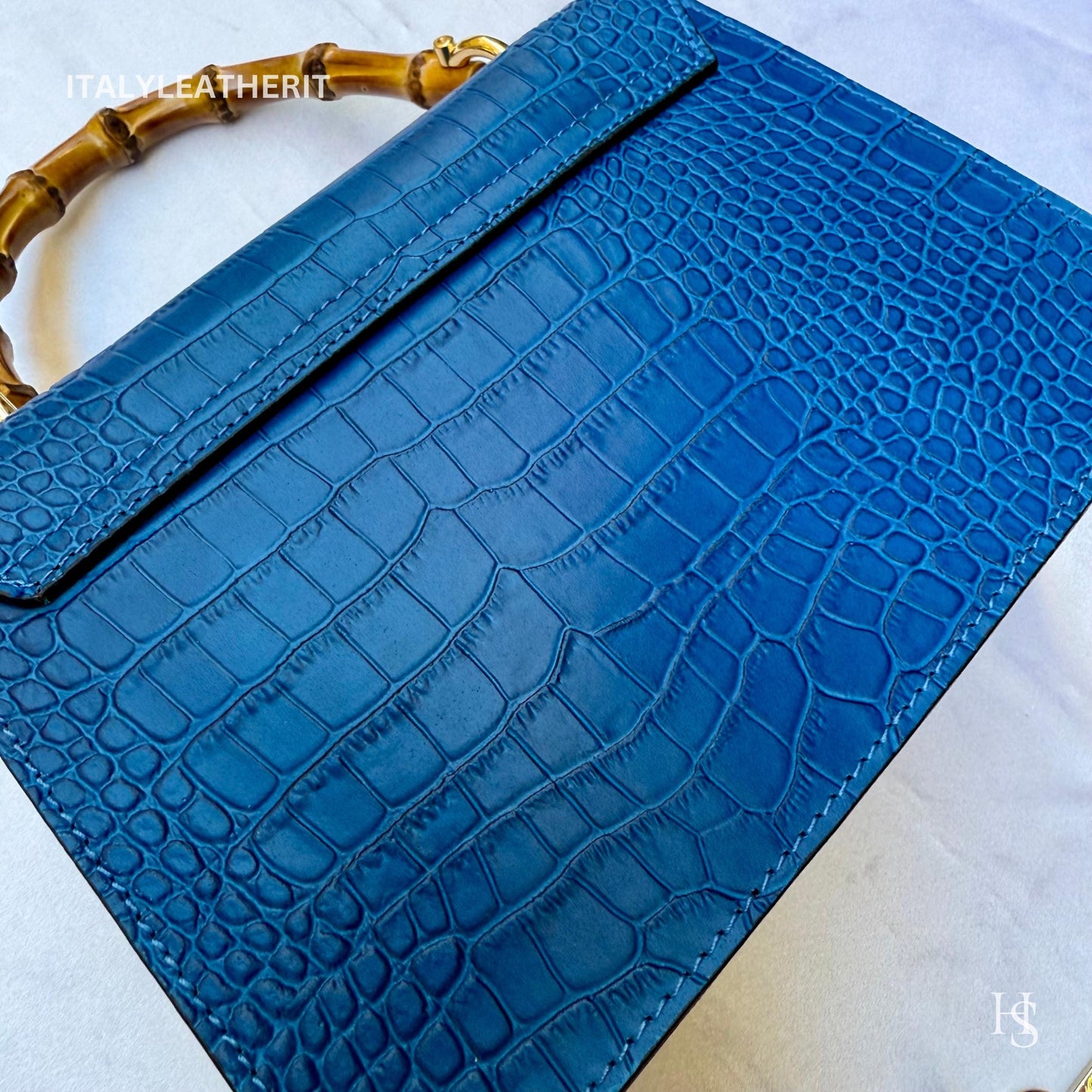 Italian Handmade Leather Bags For Women l l Elegant Leather Tote From Florence, blue purse