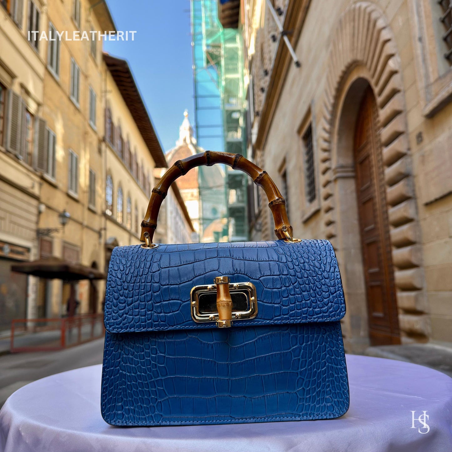 Italian Handmade Leather Bags For Women l l Elegant Leather Tote From Florence, blue purse