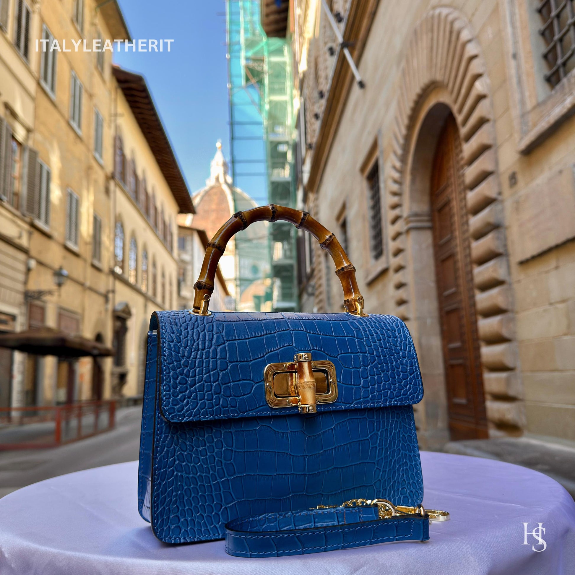 Italian Handmade Leather Bags For Women l l Elegant Leather Tote From Florence, blue purse
