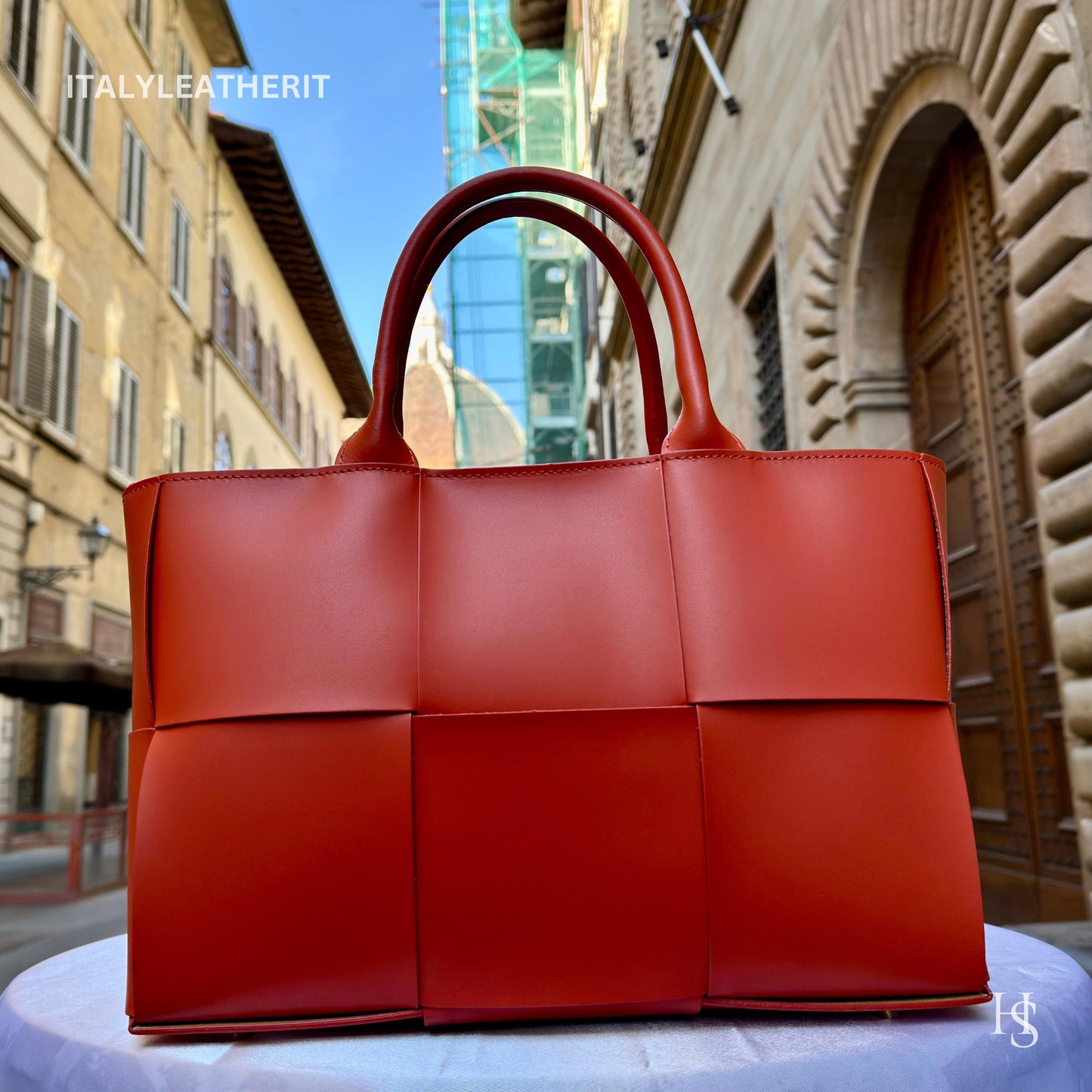 Italian Handmade Leather Bags for Women | Elegant Tote & Purse from Florence, Ladies bag, Orange leather tote, large bag