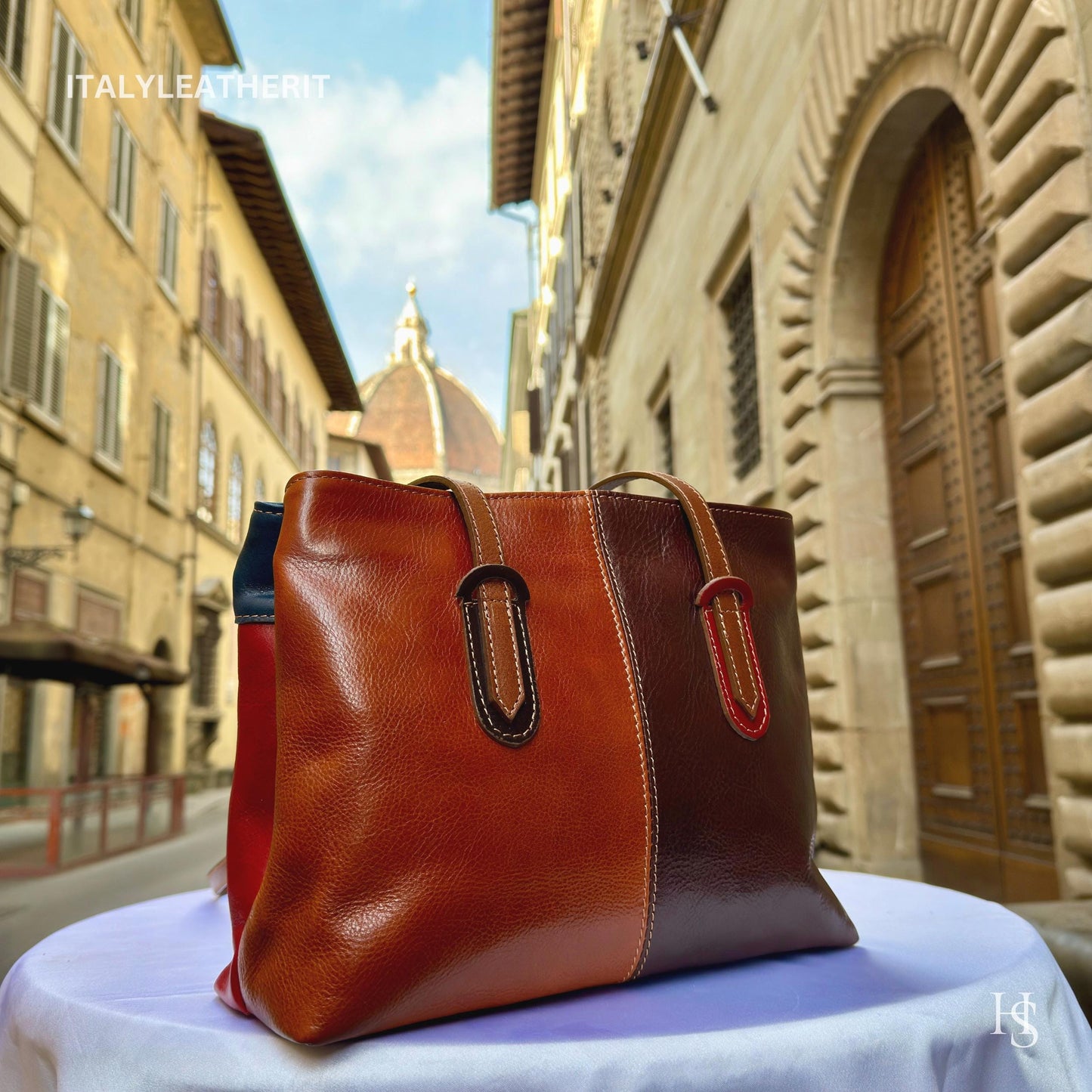 Italian Handmade Leather Bags For Women | Elegant Full Grain Leather Multicolor Tote From Florence