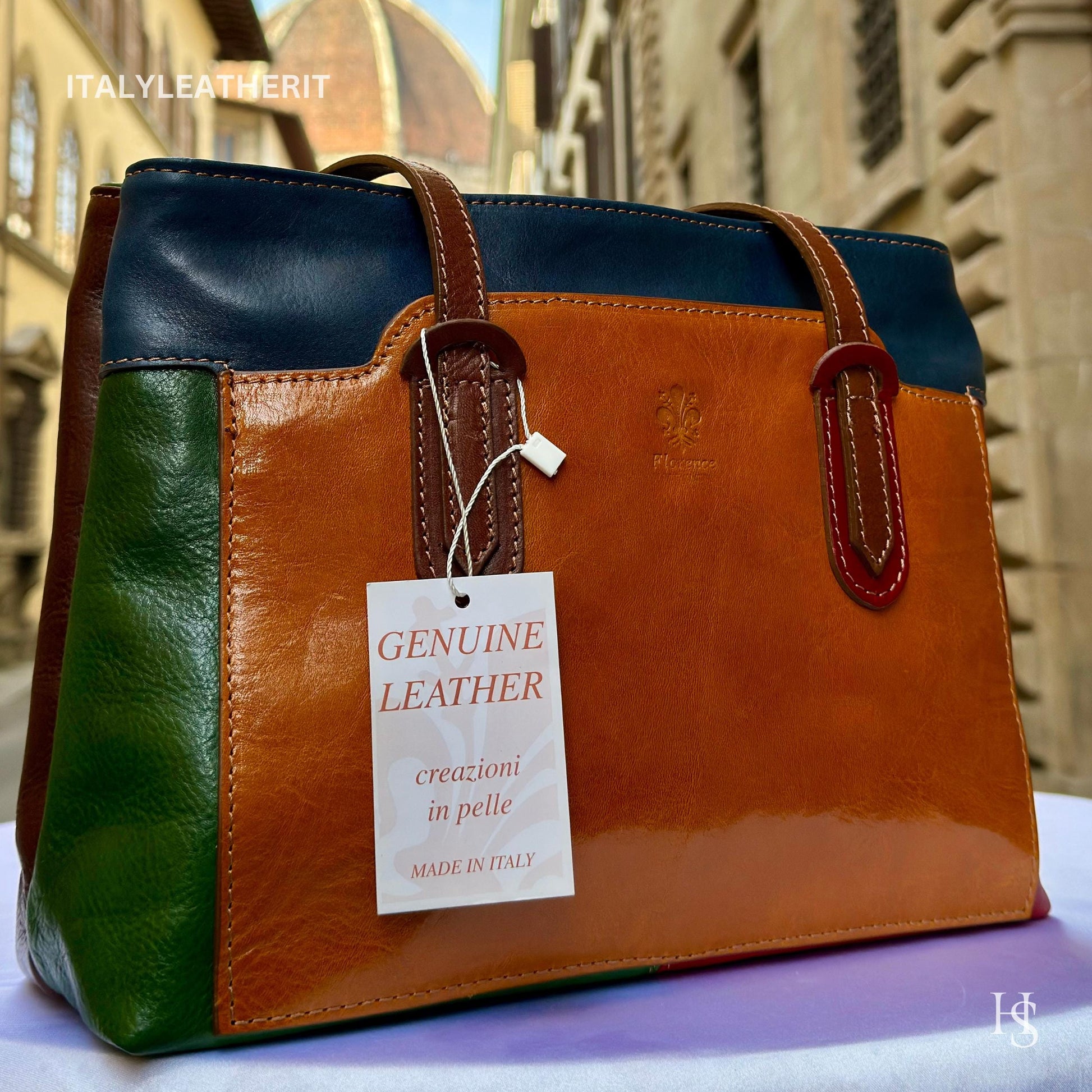 Italian Handmade Leather Bags For Women | Elegant Full Grain Leather Multicolor Tote From Florence