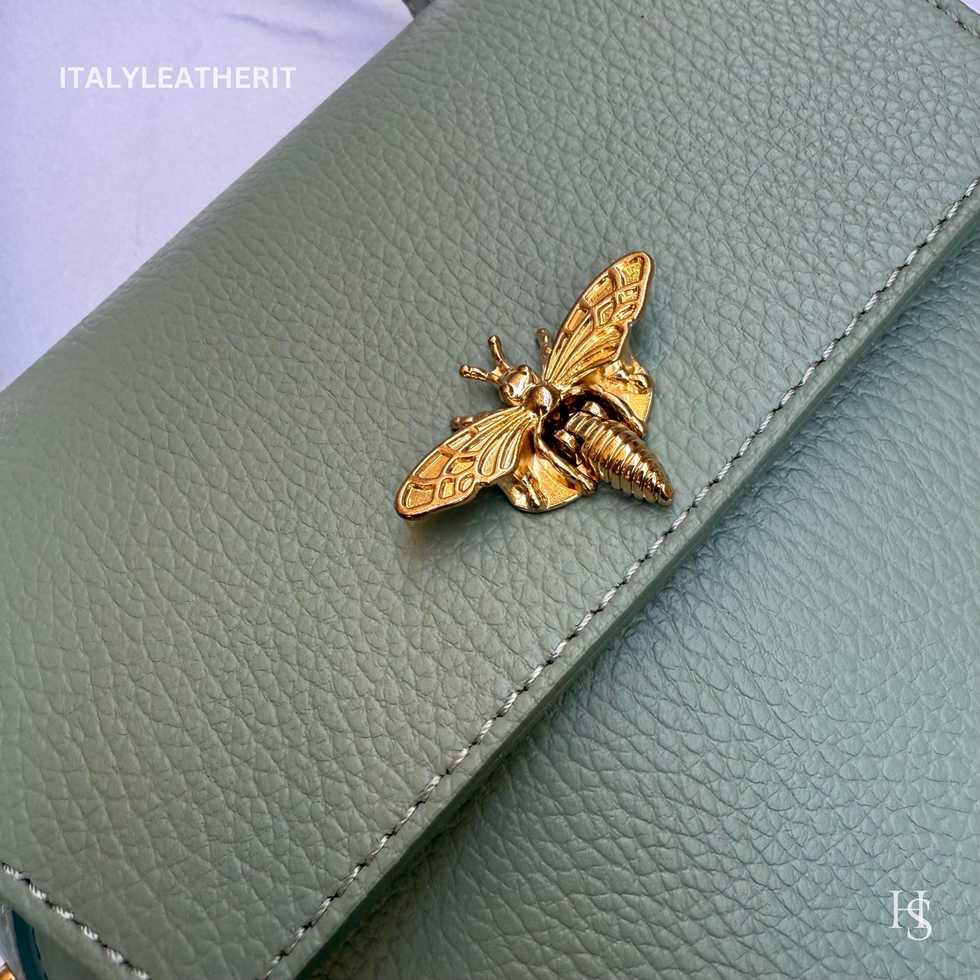 Italian Handmade Leather Bags For Women l l Elegant Leather Tote From Florence with bee-shaped lobster clasp closure