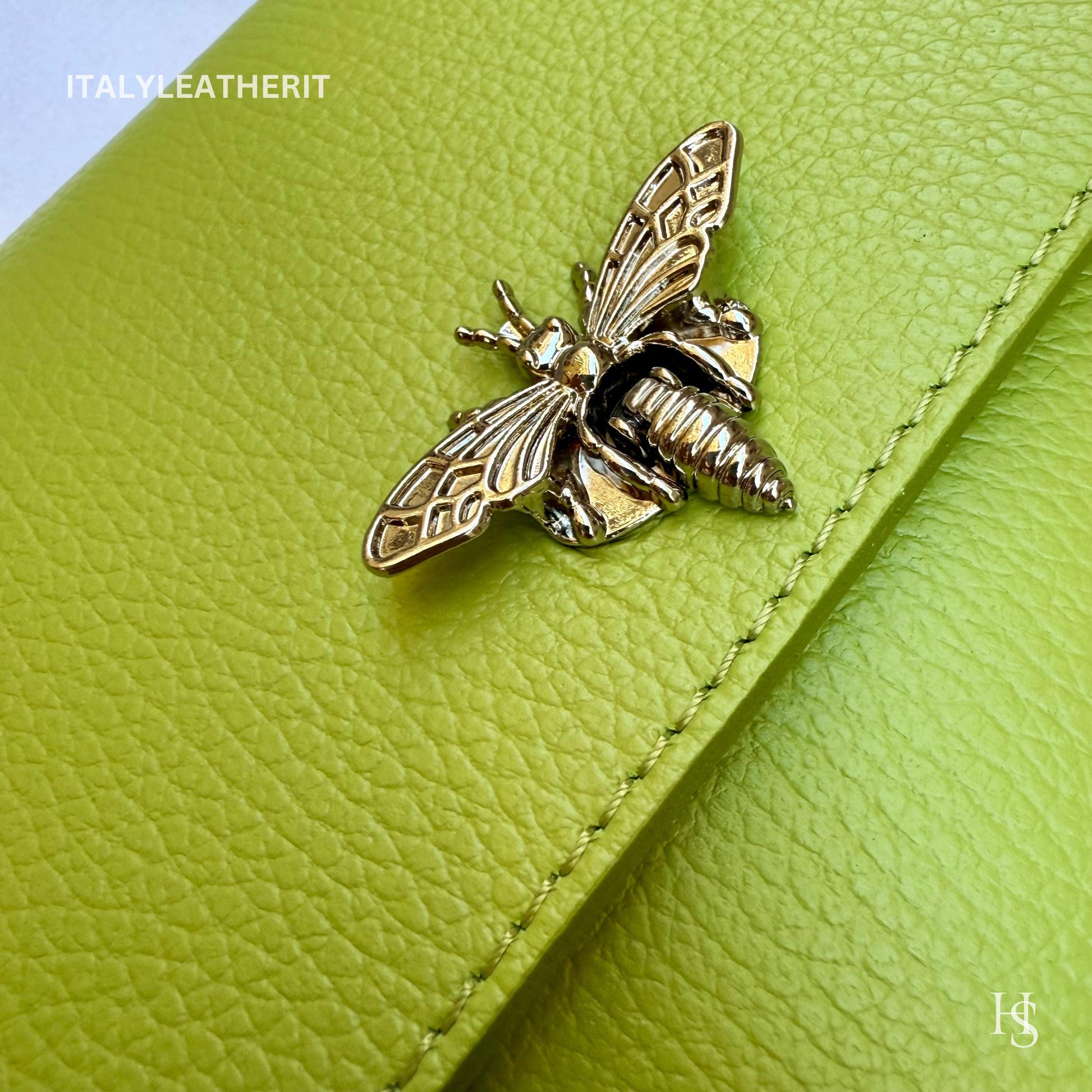 Italian Handmade Leather Bags For Women l l Elegant Leather Tote From Florence with bee-shaped lobster clasp closure