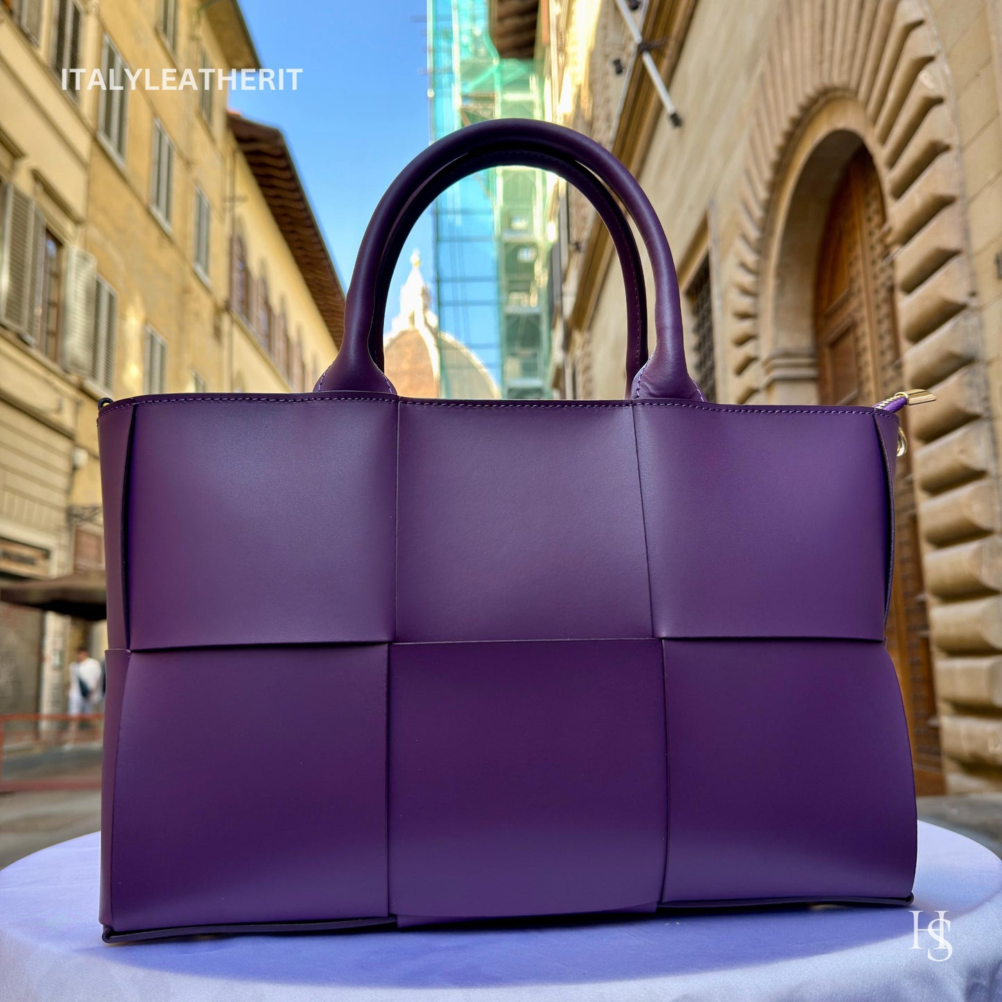 Borse in pelle fatte a mano in Italia per donna / Eleganti borse e borsette da Firenze, borsa da donna, borsa in pelle viola, borsa grande