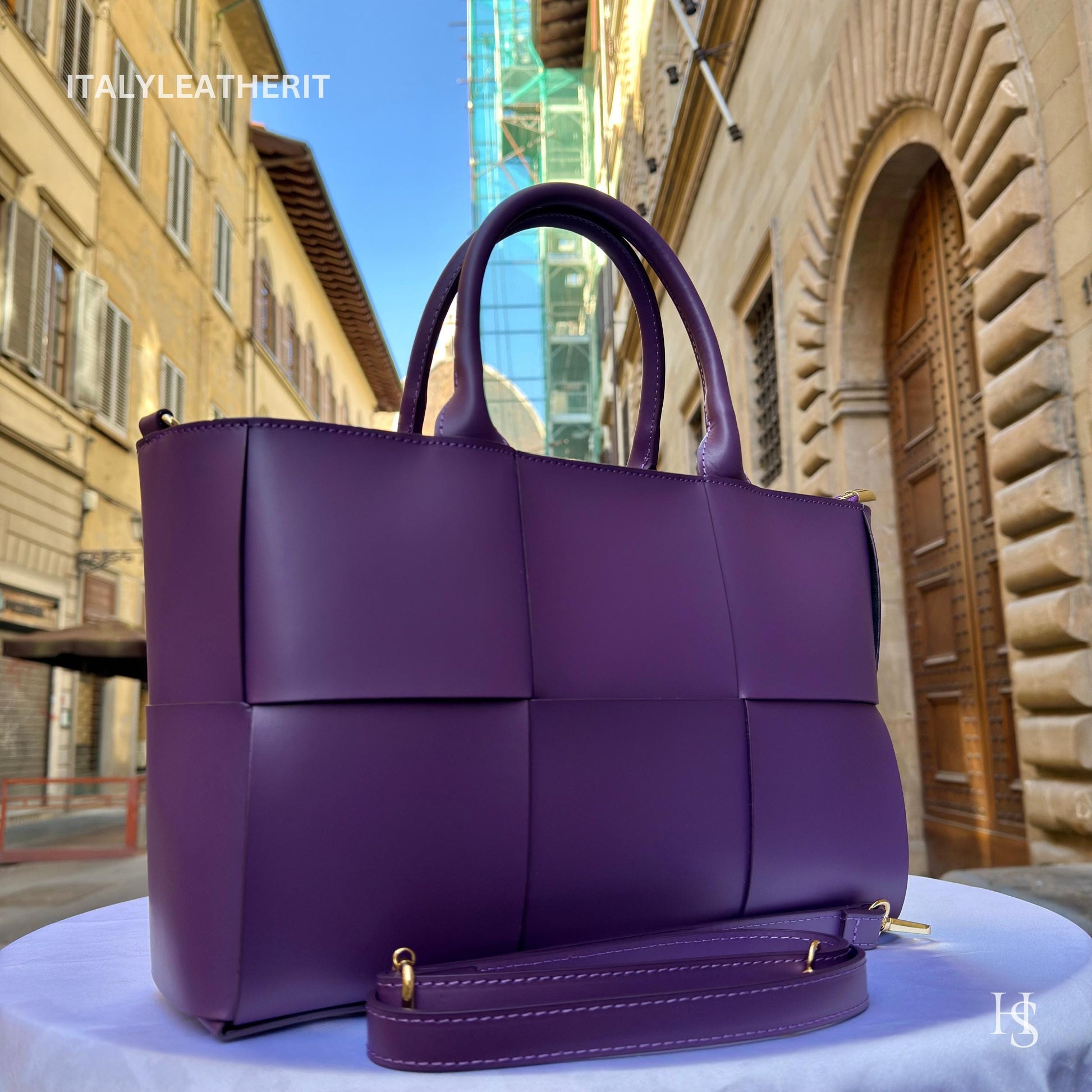 Borse in pelle fatte a mano in Italia per donna / Eleganti borse e borsette da Firenze, borsa da donna, borsa in pelle viola, borsa grande